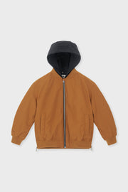Padded Bomber Jacket With Removable Hood