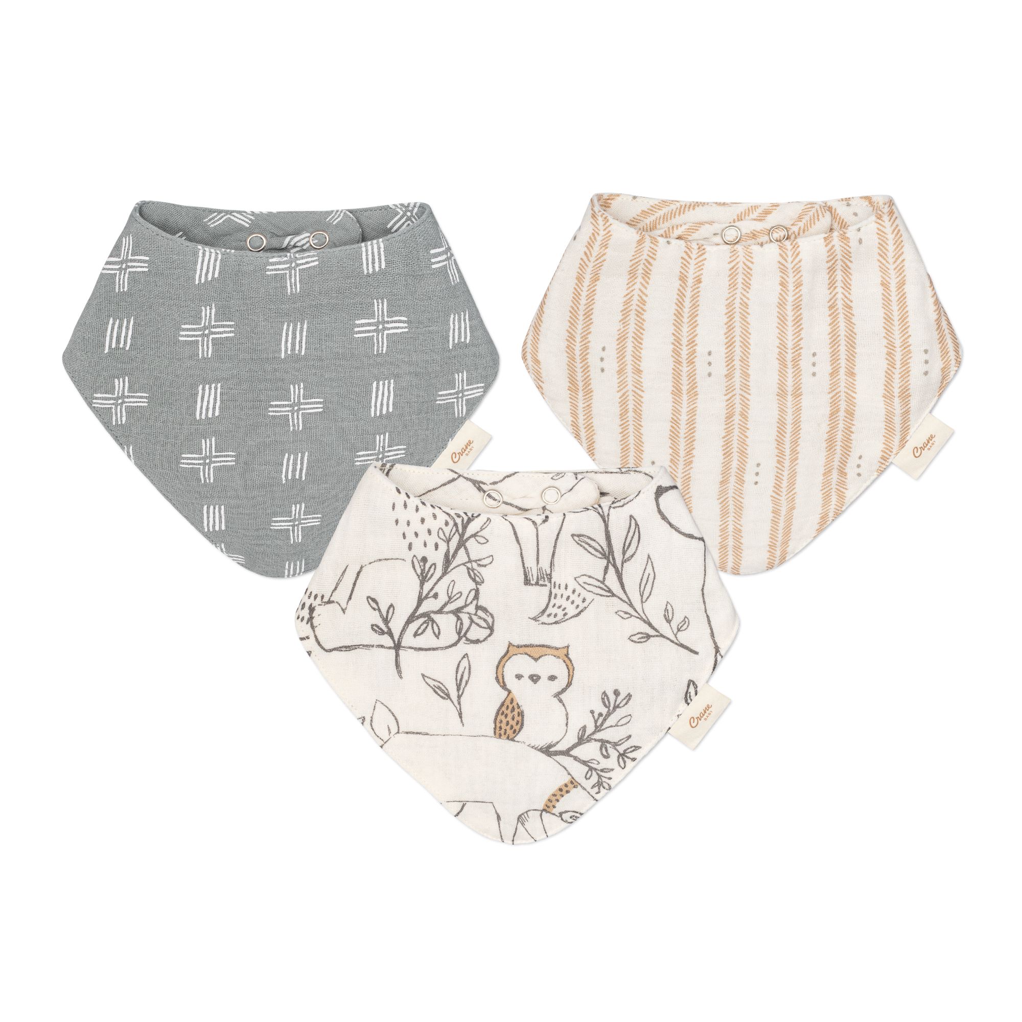 Ezra 3-pc. Muslin Bib Set