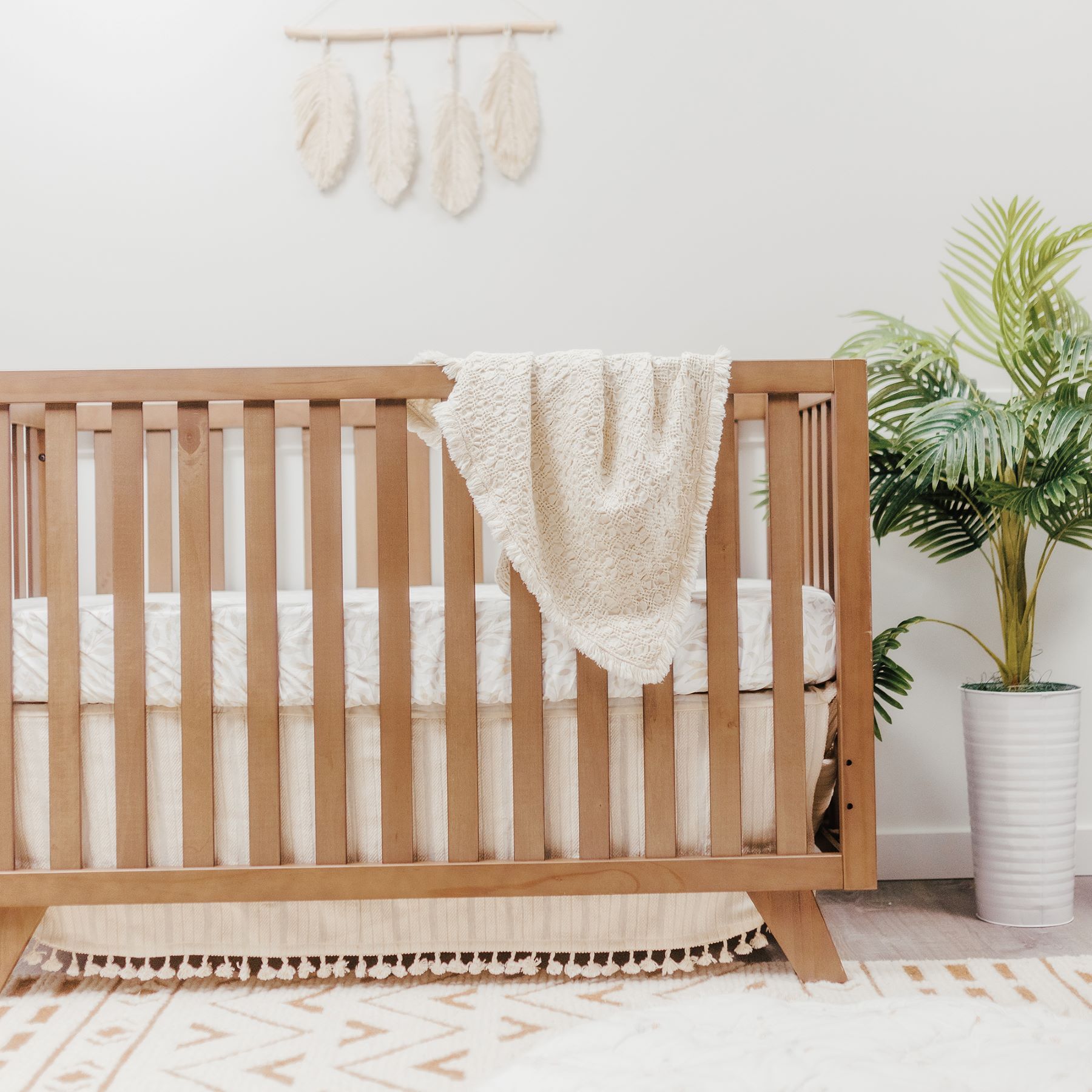 Oatmeal Boho Knit Blanket