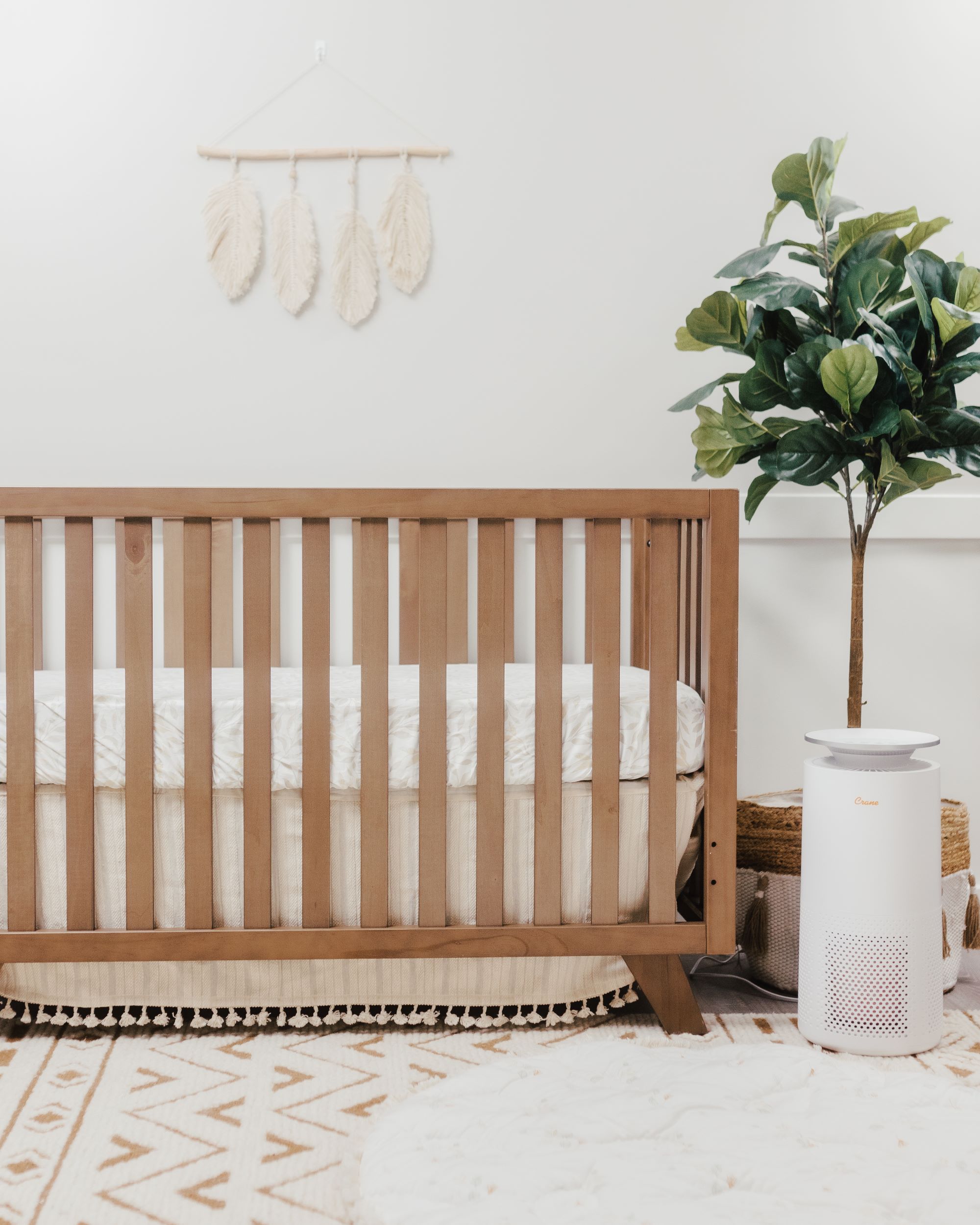 Natural Boho Fringe Crib Skirt