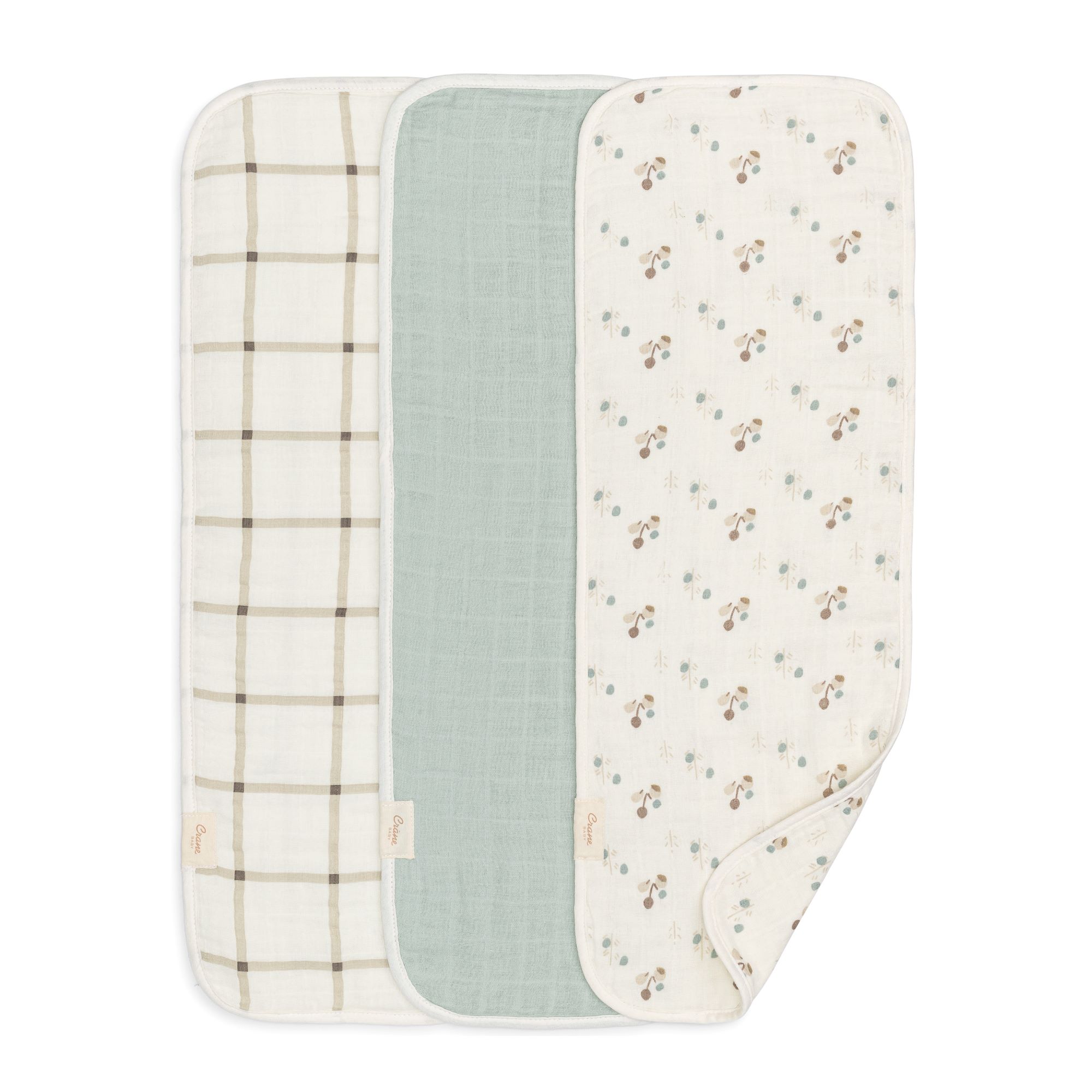 Avery Organic Cotton 3-pc. Poppy Burp Cloth Set