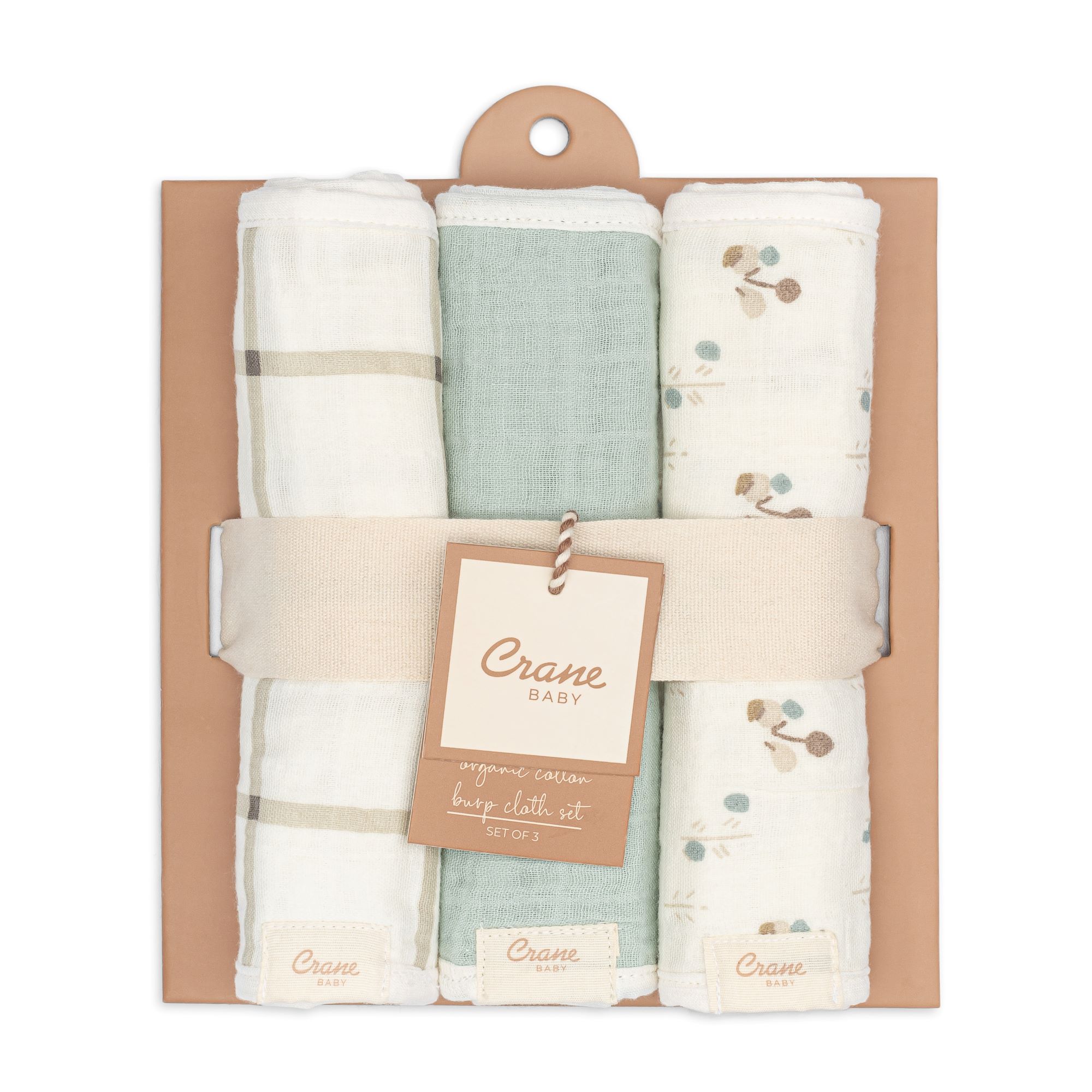 Avery Organic Cotton 3-pc. Poppy Burp Cloth Set