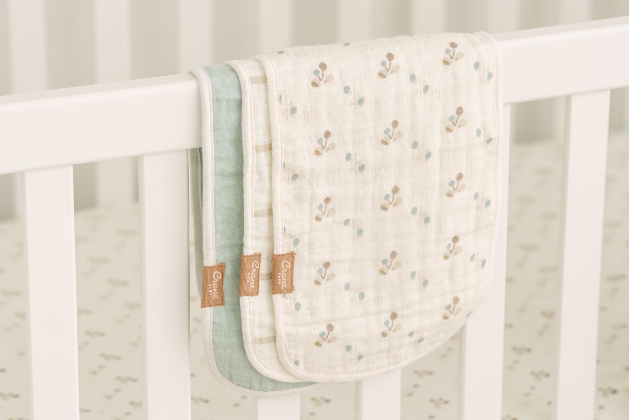 Avery Organic Cotton 3-pc. Poppy Burp Cloth Set