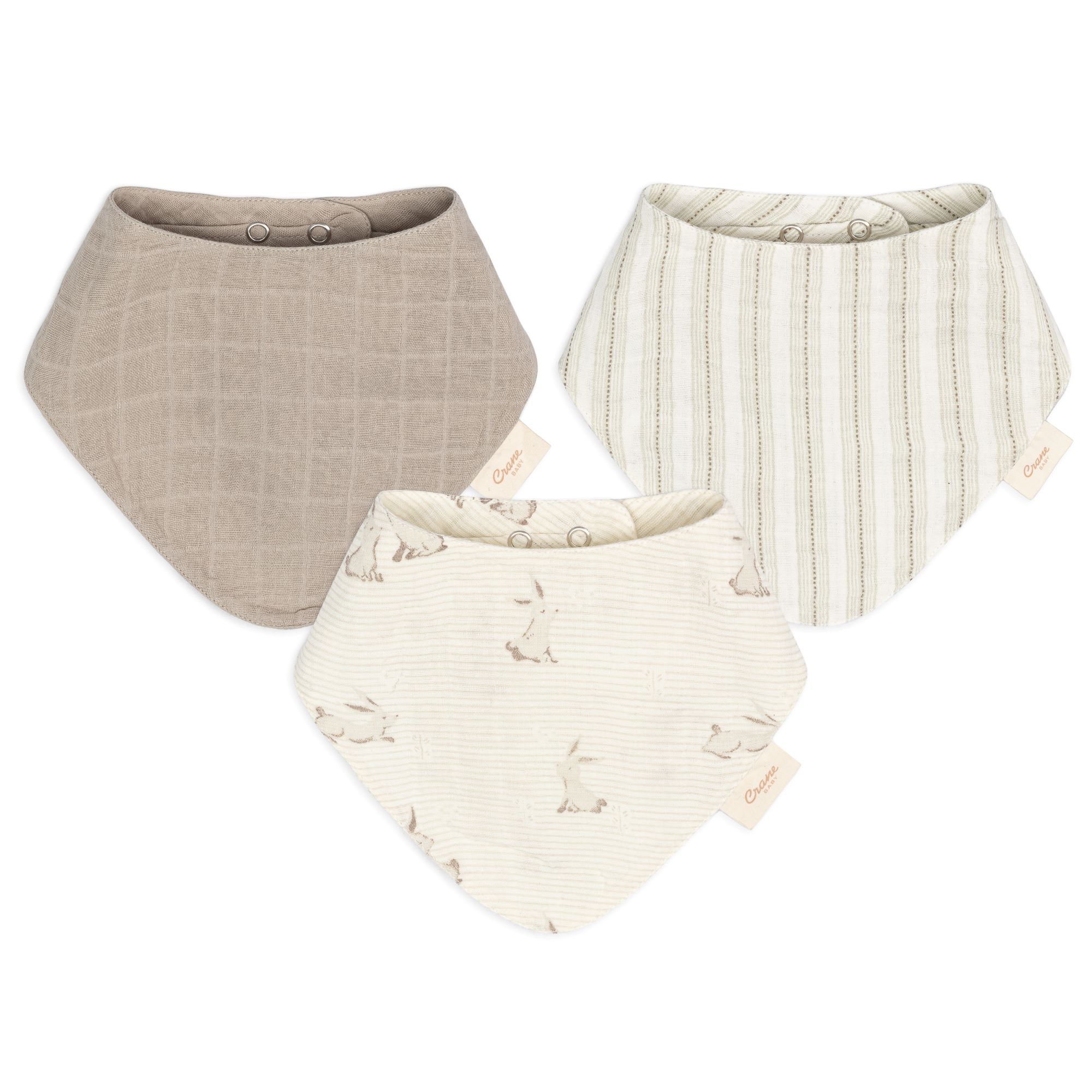 Avery Organic Cotton 3-pc. Bunny Bib Set