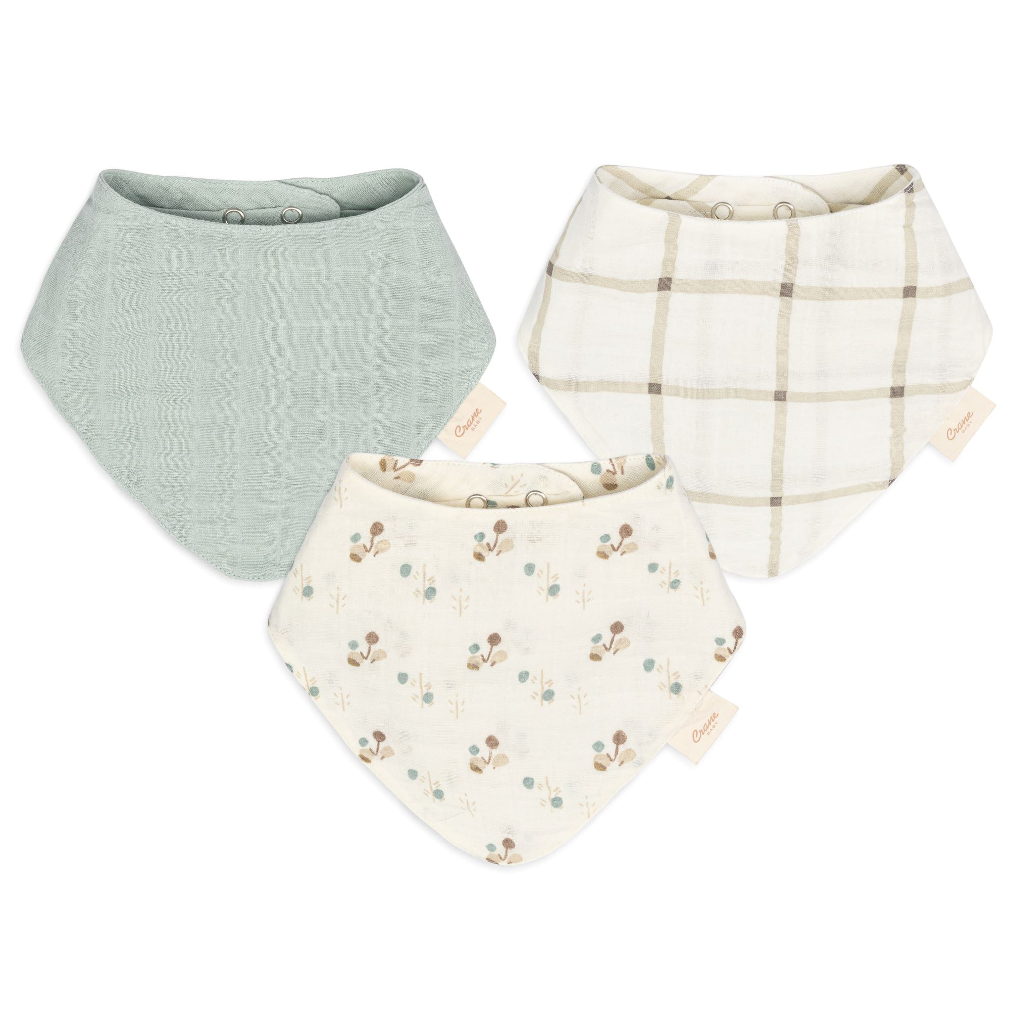 Avery Organic Cotton 3-pc. Poppy Bib Set