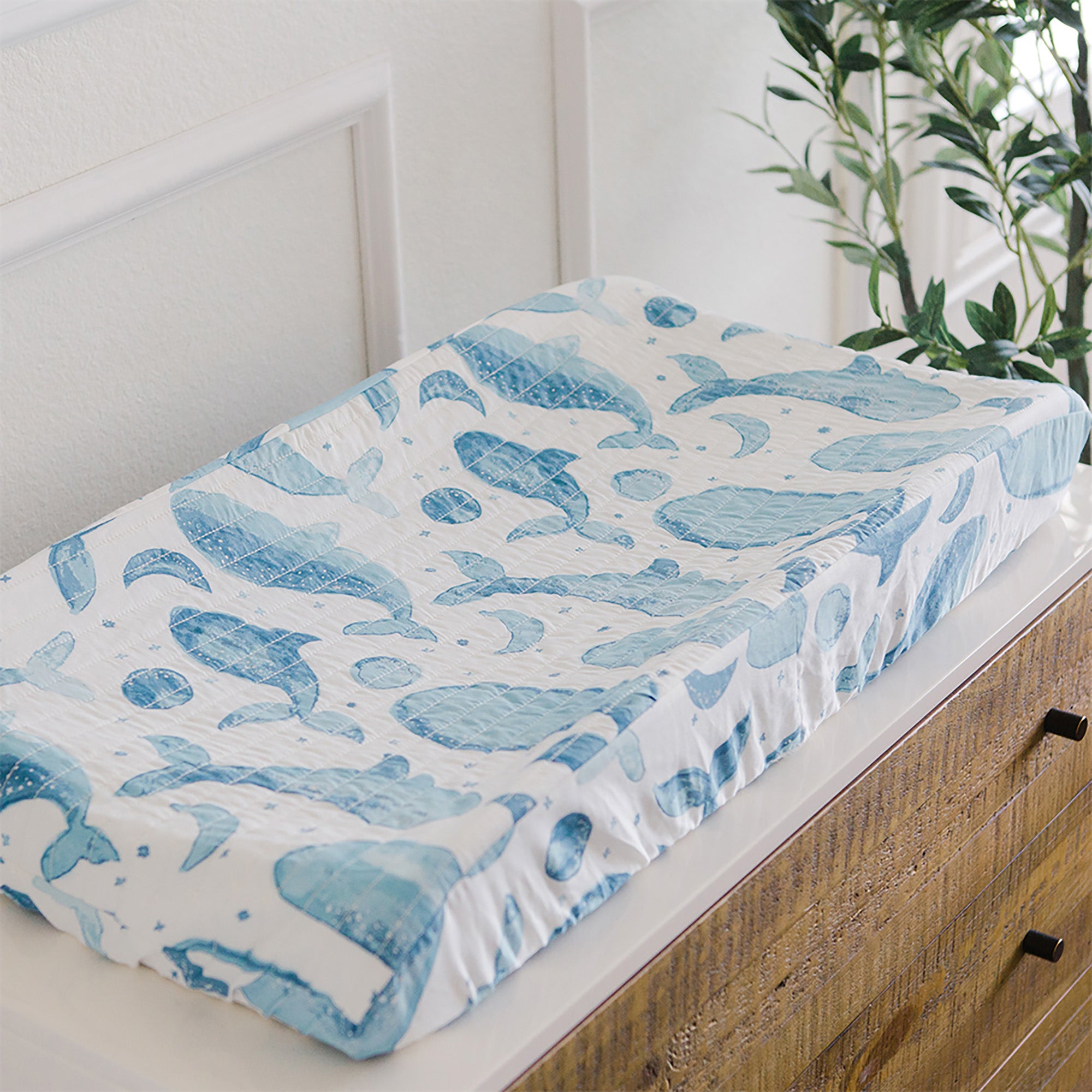 Caspian Quilted Change Pad Cover – Whale