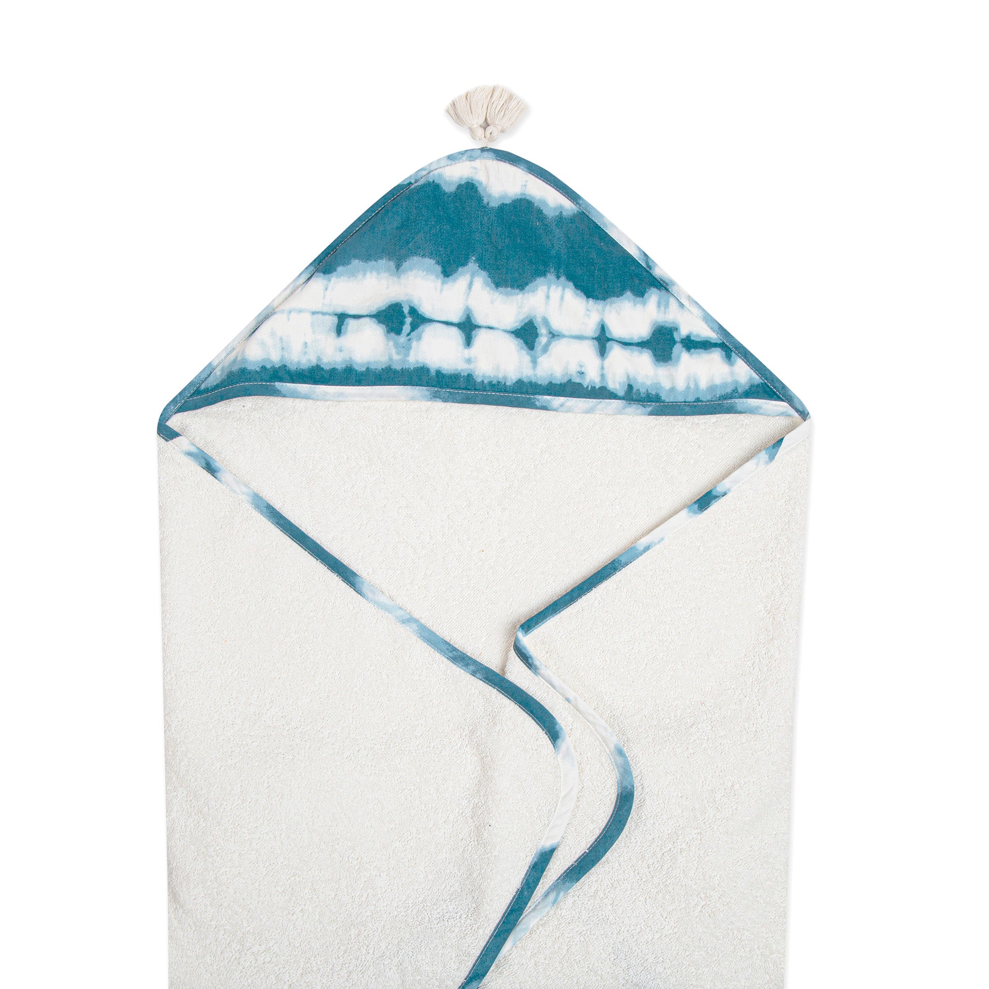 Caspian Hooded Towel – Blue Tie Dye Print