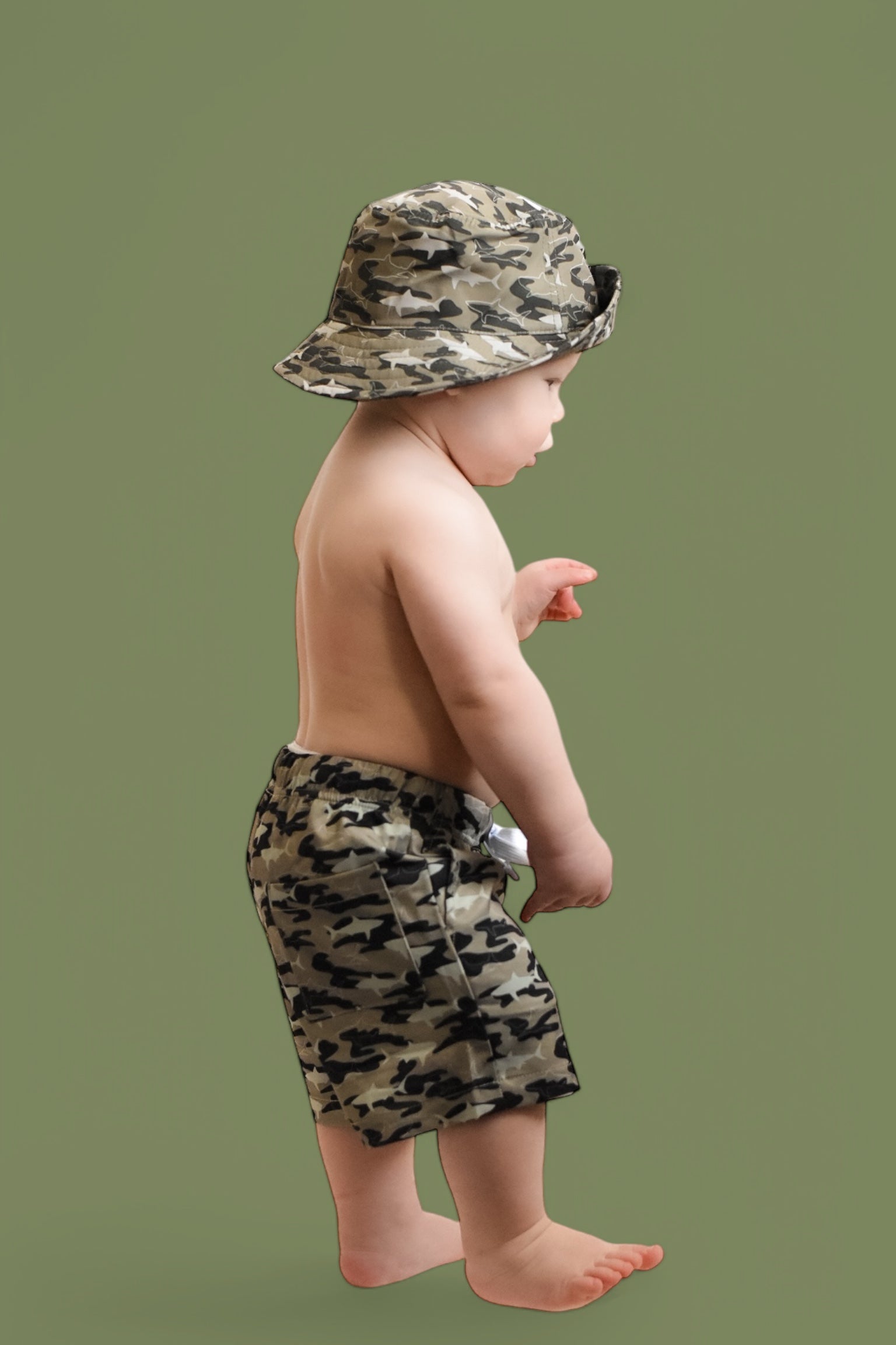 Camo Shark Boy's Dream Swim Trunks