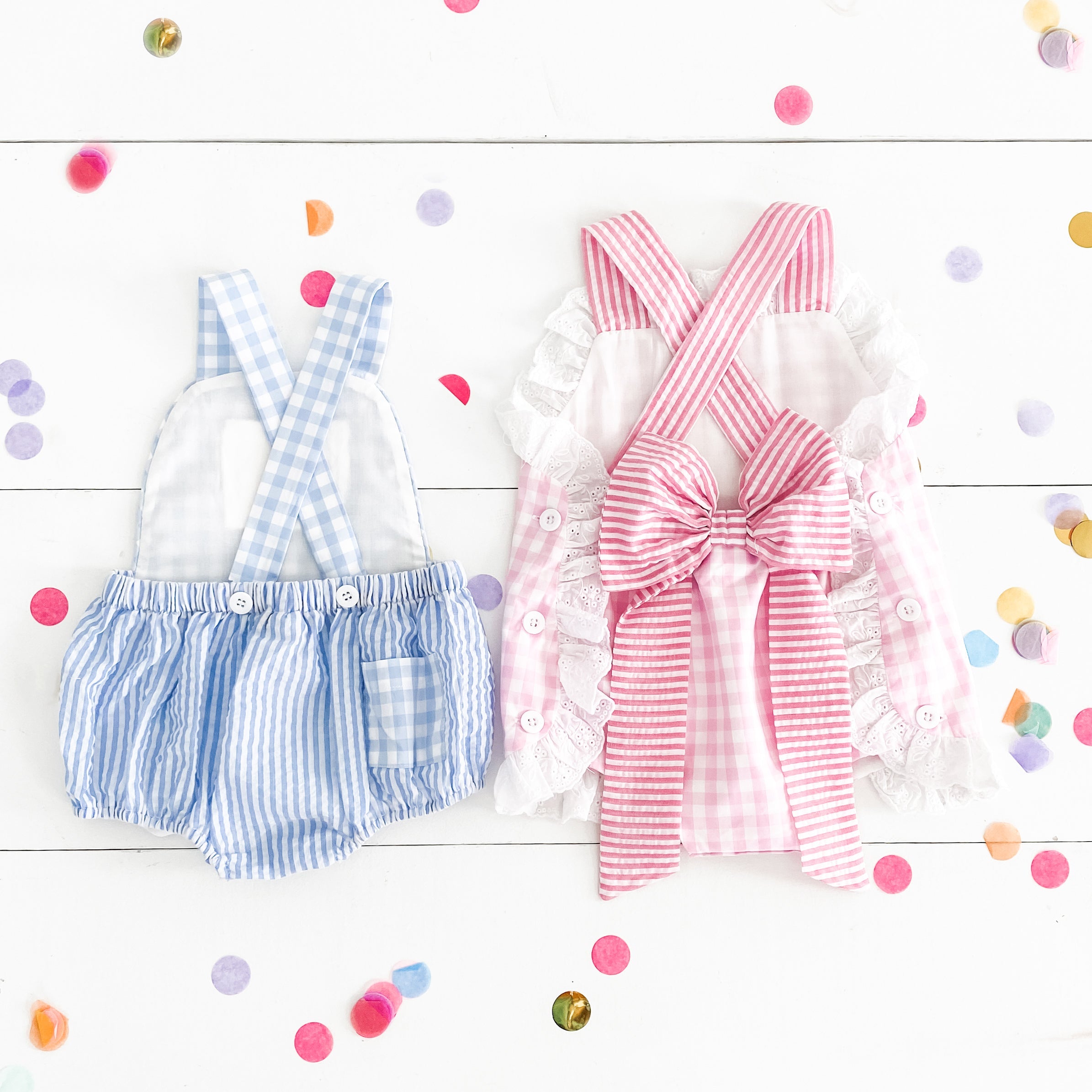 Smocked Blue First Birthday Bubble