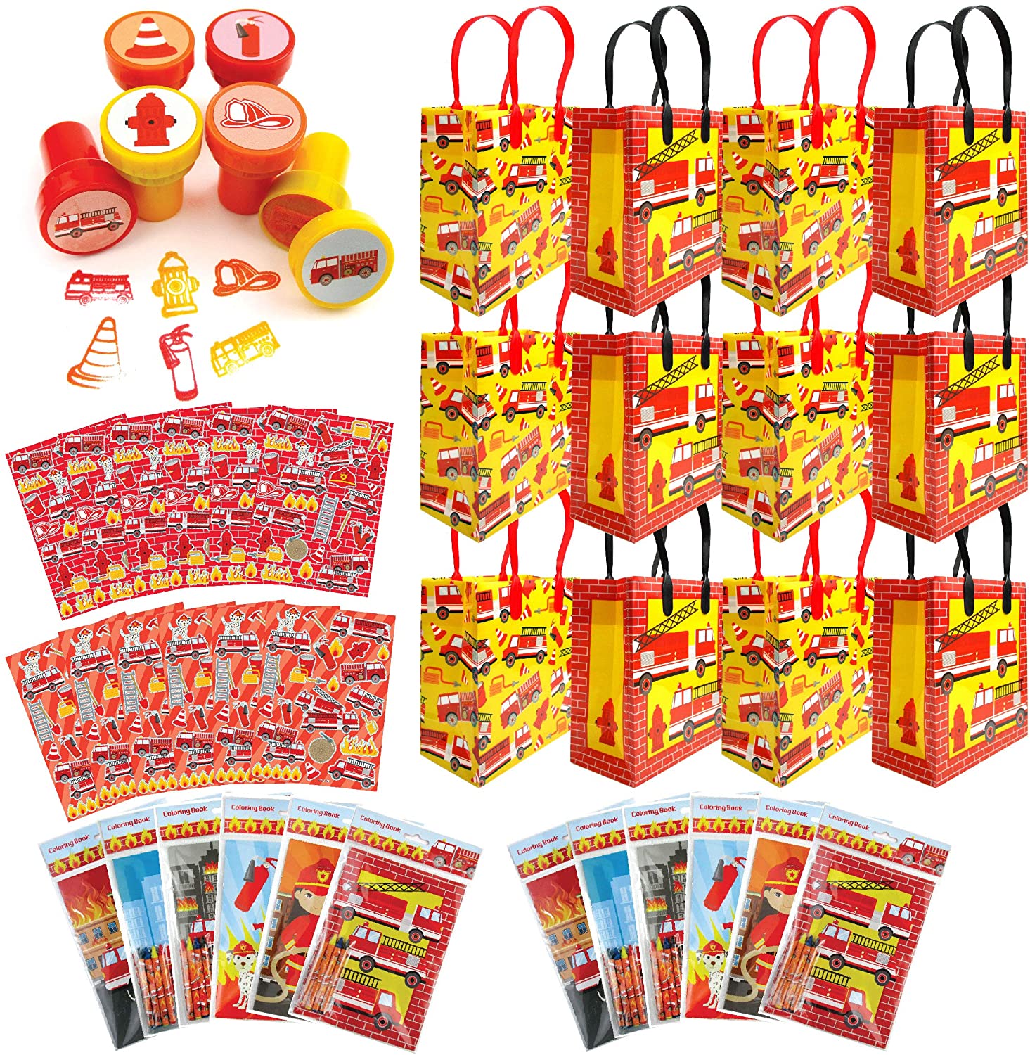 Fire Trucks Party Favor Bundle For 12 Kids
