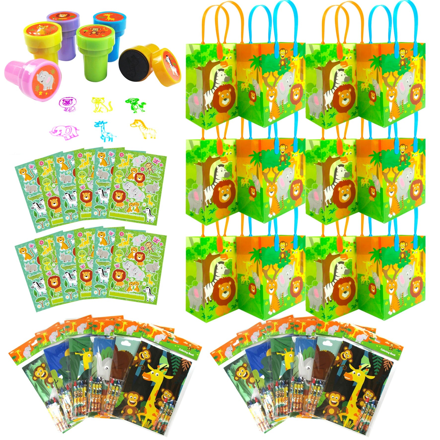 Safari Jungle Animals Party Favor Bundle For 12 Kids