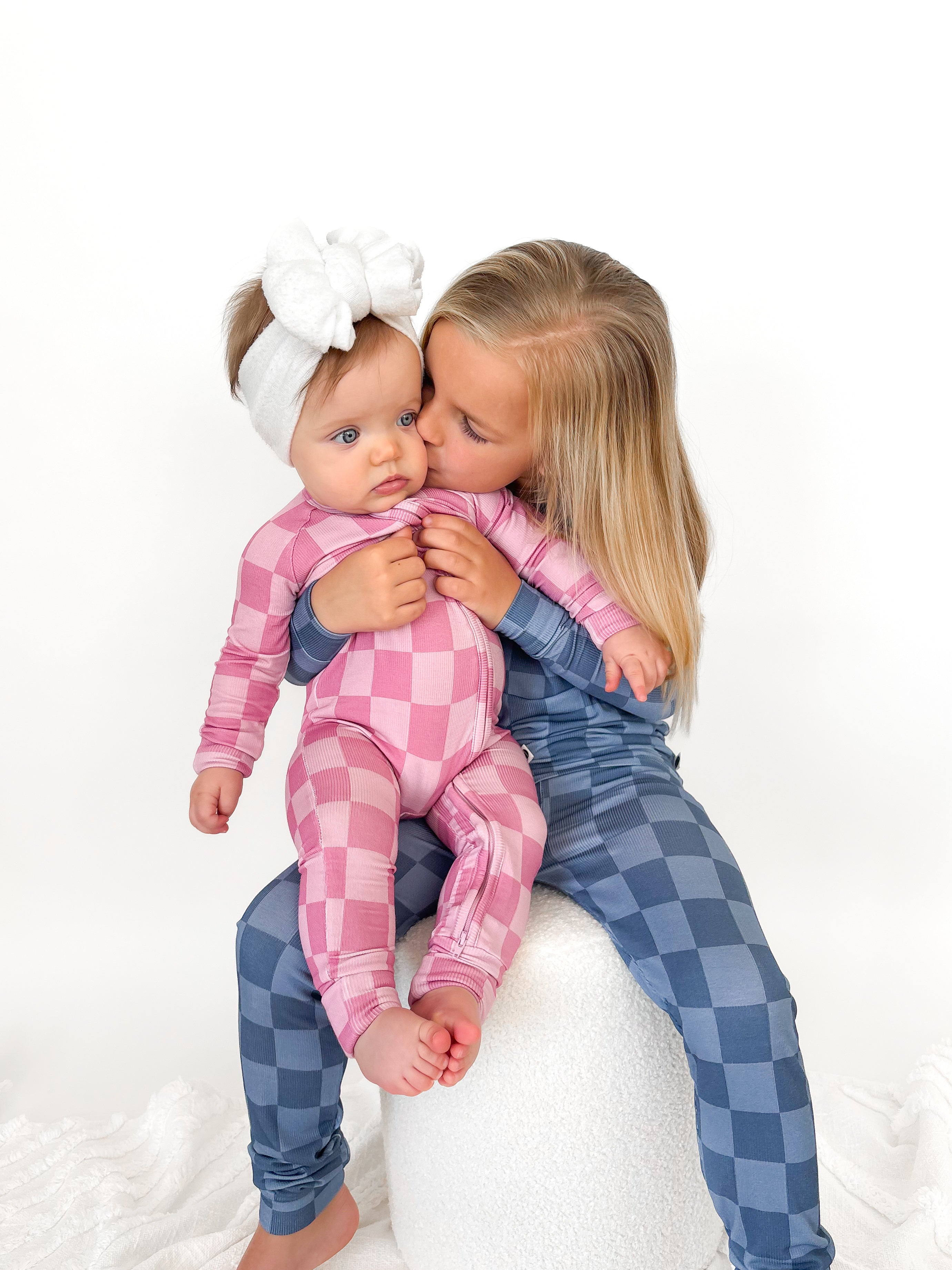 Pink Check | Zip Romper