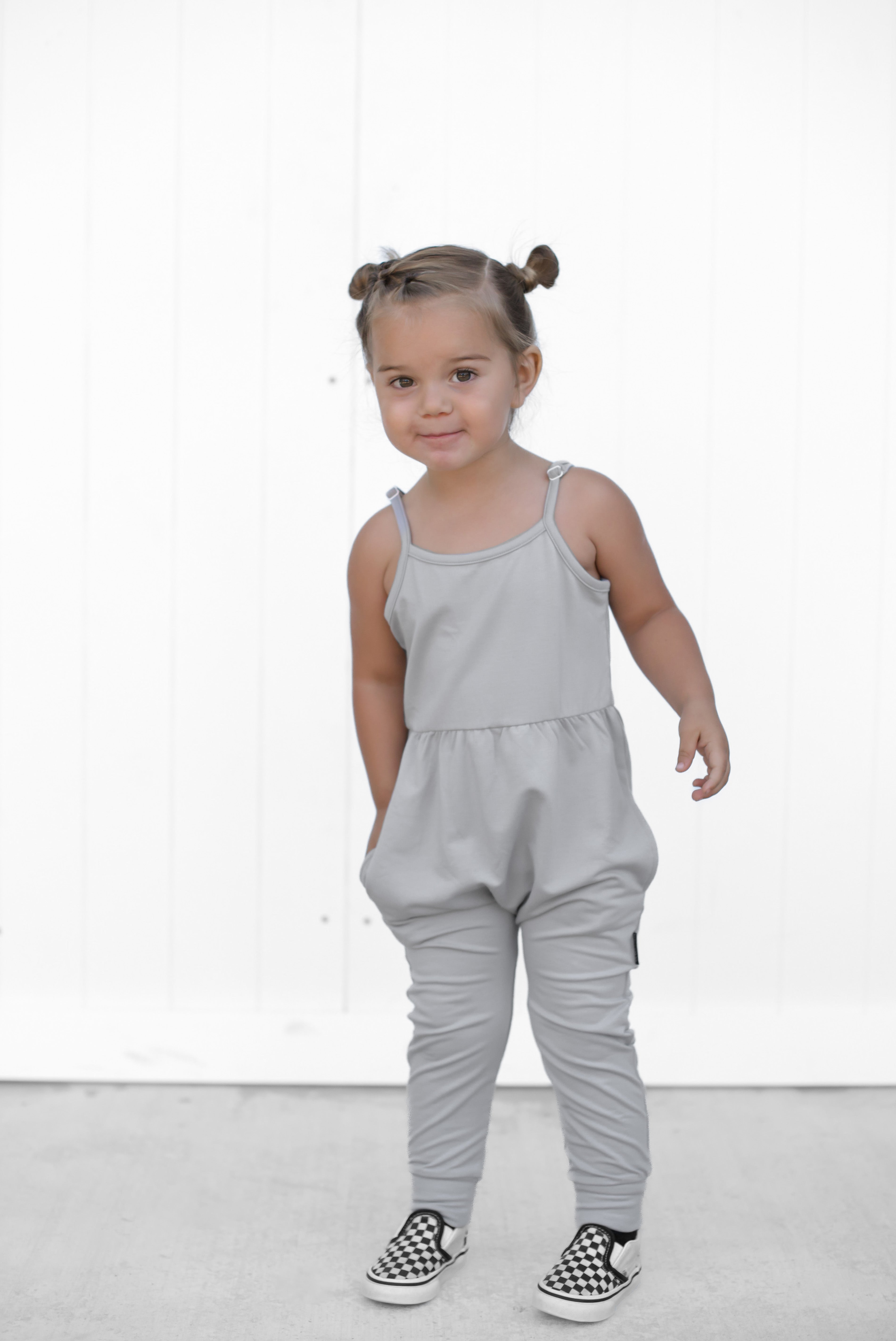 Bamboo Adjustable Pants Romper - Frost