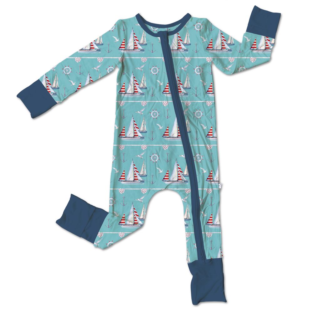 Beckett Sailboats Bamboo Convertible Footie (pre-order)