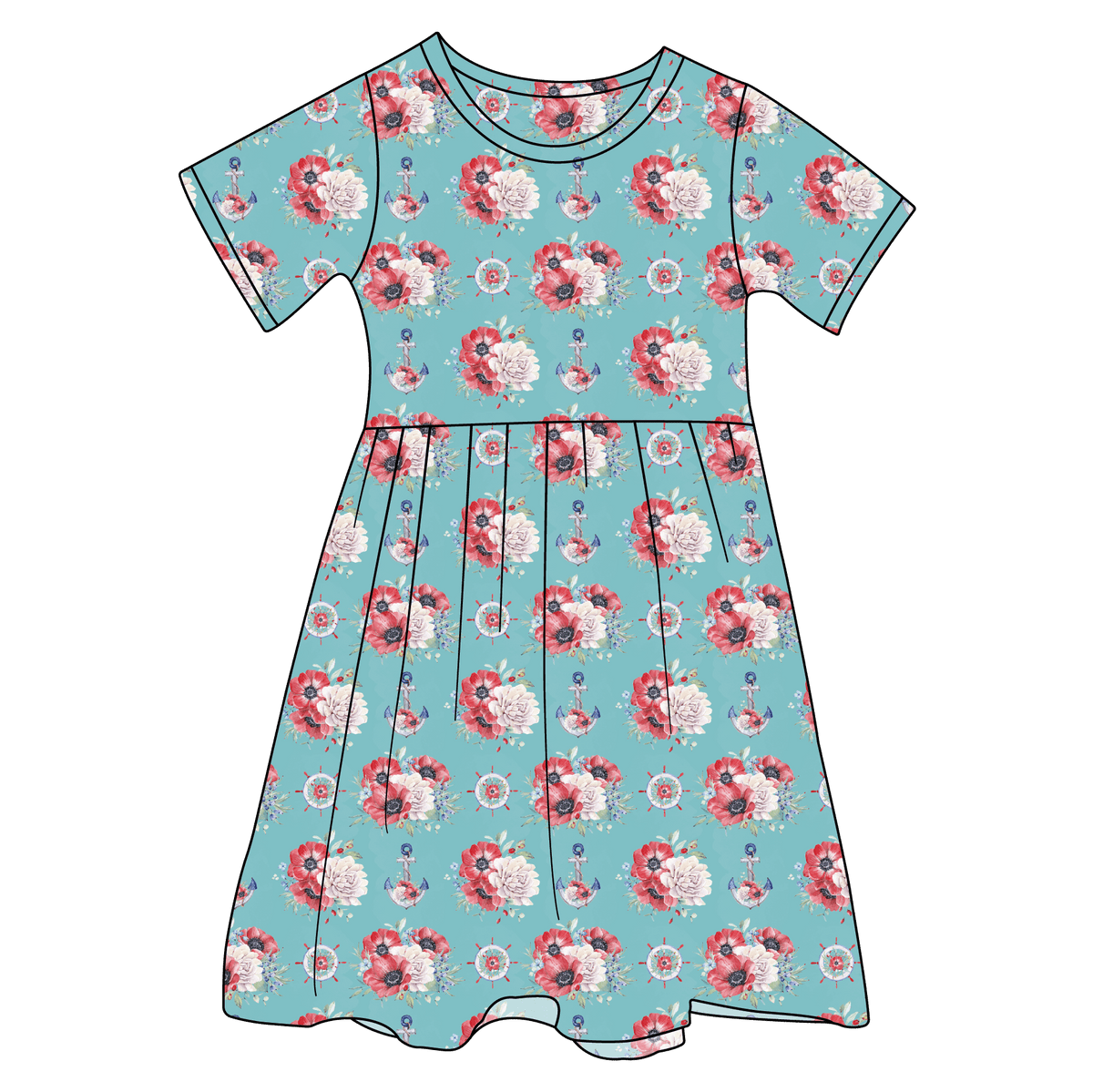 Beckett Anchors Bamboo Ruffle Spin Dress (pre-order)