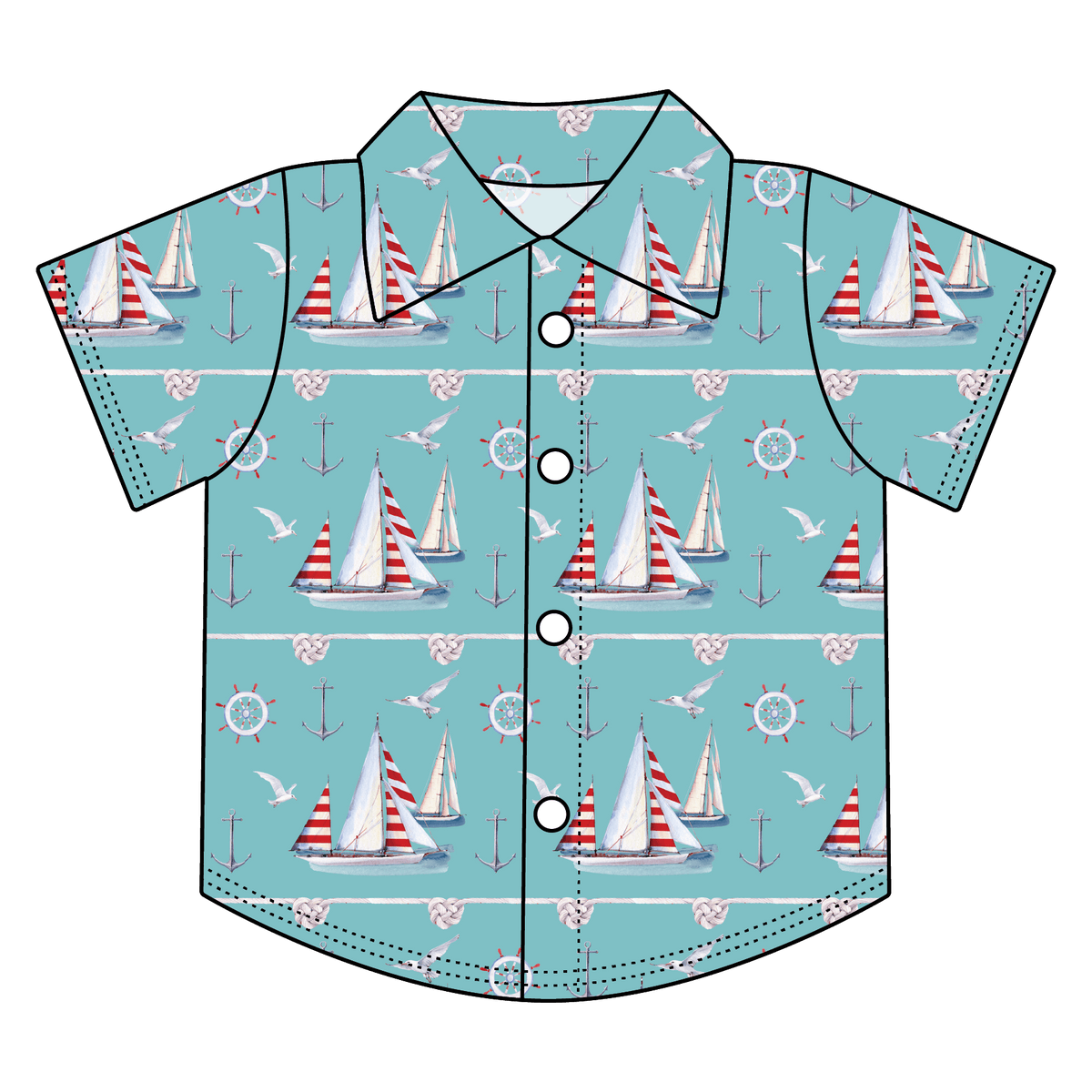 Beckett Sailboats Bamboo Button Down Tee (pre-order)