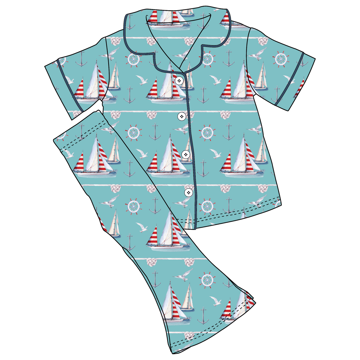 Beckett Sailboats Bamboo Girls Luxe Lounge Set (pre-order)