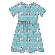Beckett Sailboats Bamboo Ruffle Spin Dress (pre-order)