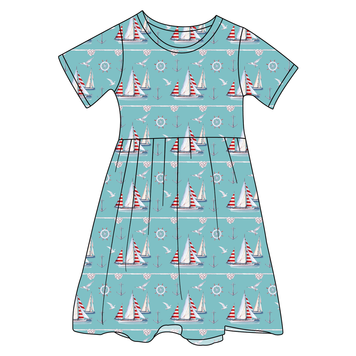 Beckett Sailboats Bamboo Ruffle Spin Dress (pre-order)
