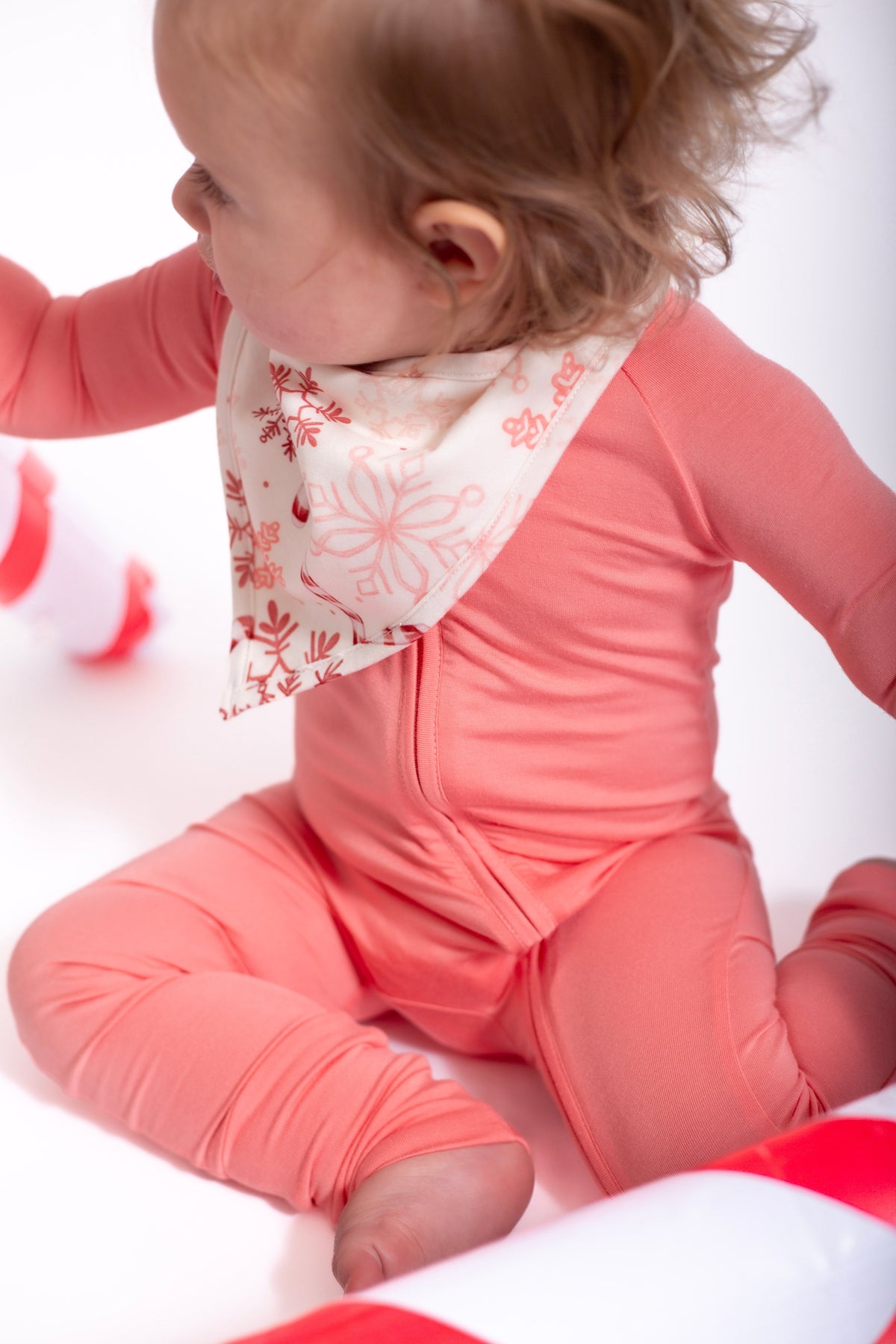 My First Candy Cane: Bamboo Bib In Blue & Peach