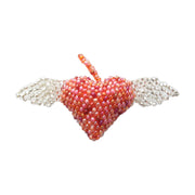 Mini Heart With Wings Ornament, Pink