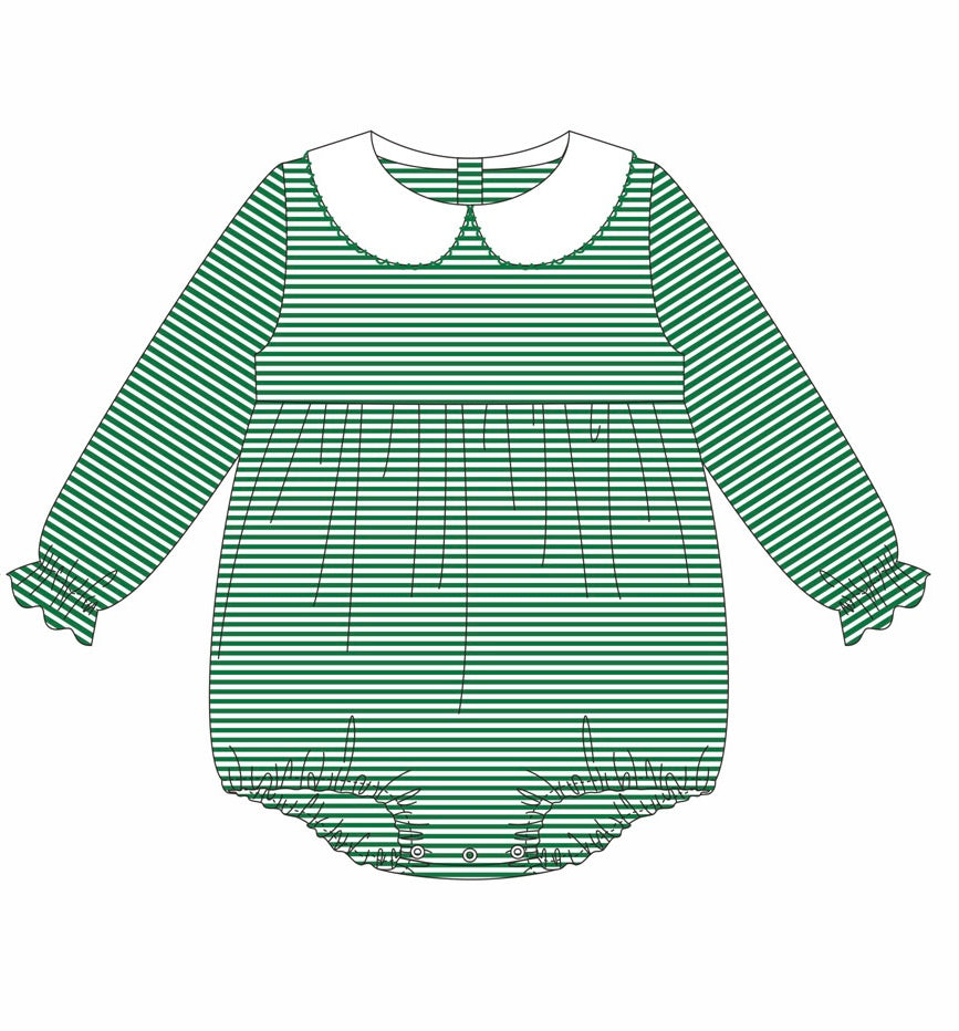 Knit Stripe Long Sleeve Peter Pan Collar Bubble - Girl