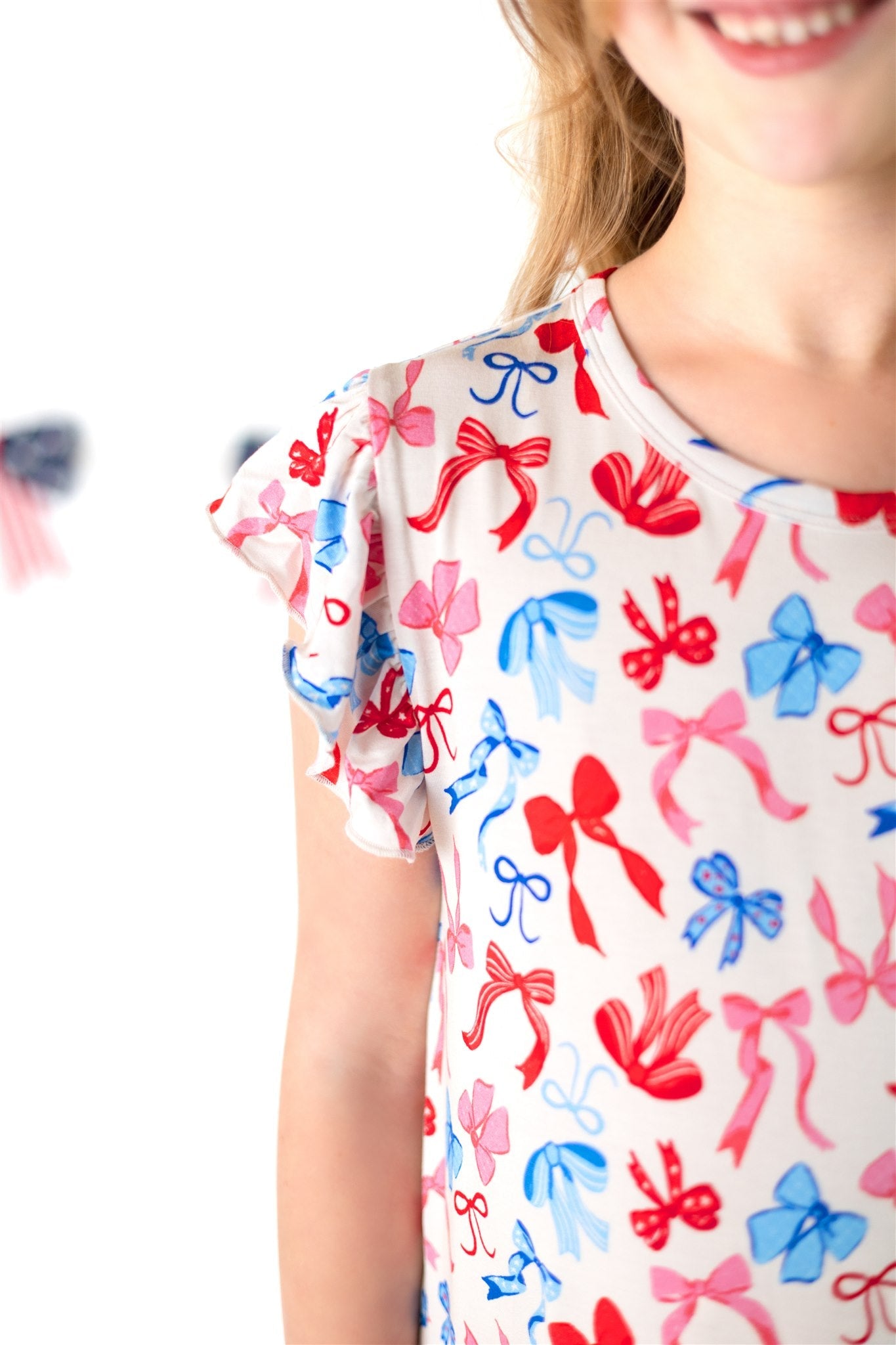 Red, White, & Blue Nightgown | Patriotic Bows Girls Bamboo Nightgown