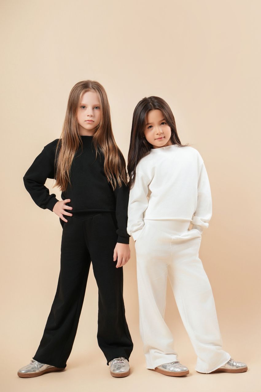 Cotton Mock Neck Cropped Sweatshirt
