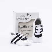 Boys White & Navy Blue Leather Pre-walker Trainers