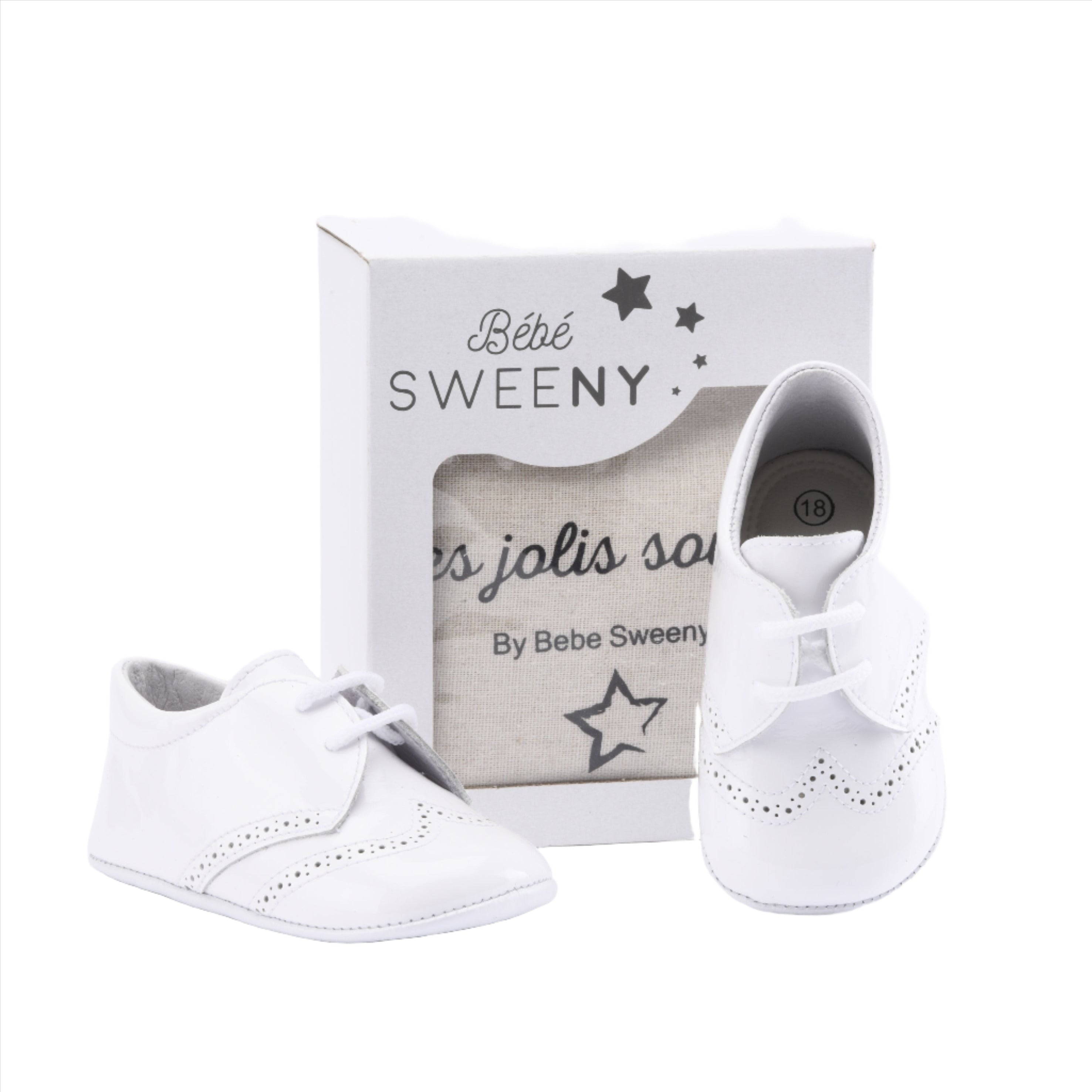 Boys White Patent Leather Pre-walker Lace Shoes