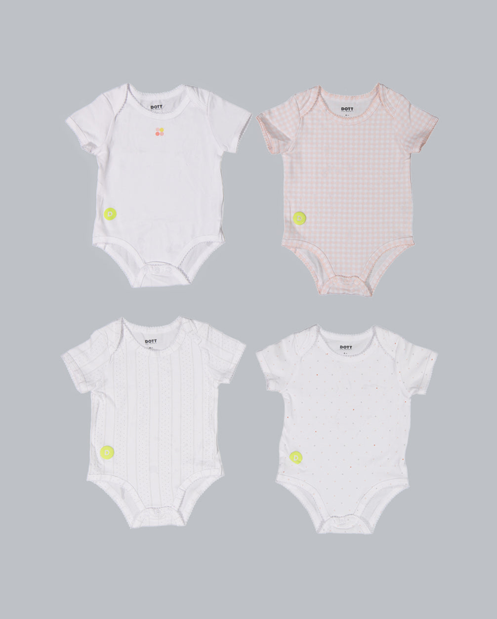 Baby Girl Short Sleeve 4pc Onesie Set