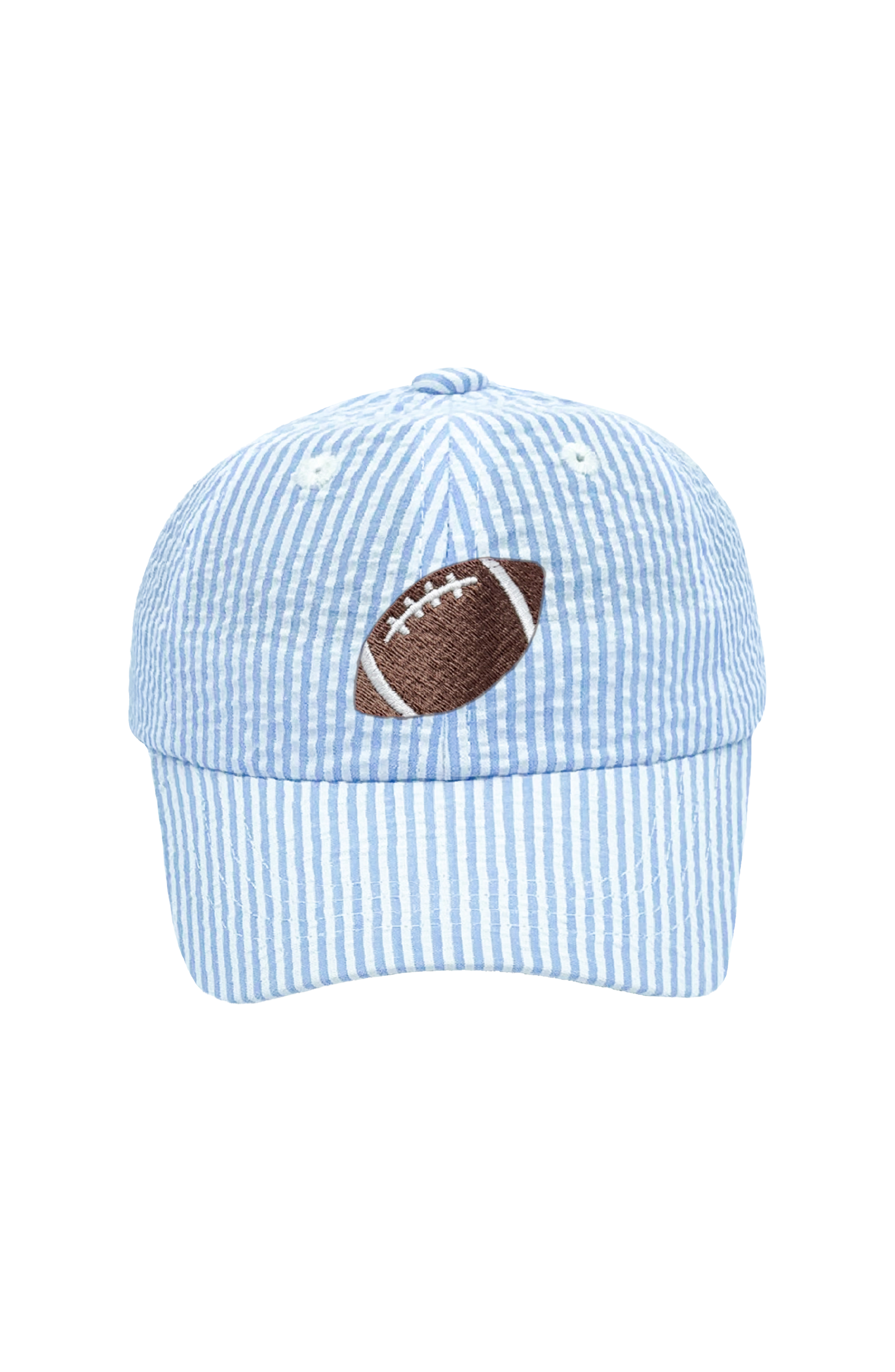Blue Seersucker Football Baseball Hat (baby/toddler, Youth)