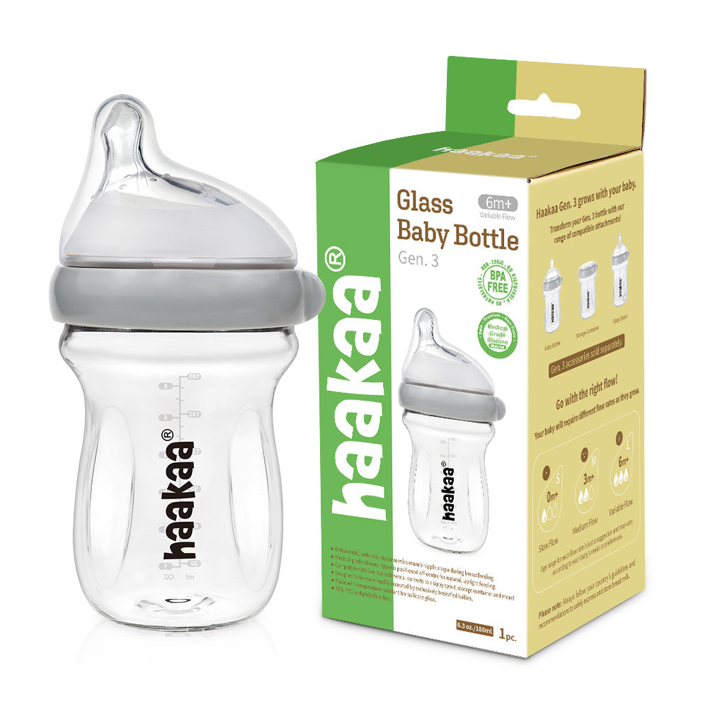 Haakaa Generation 3 Glass Baby Bottle 6 Oz/160 Ml, 1 Pk