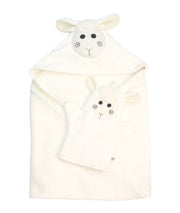 Baby Plush Terry Hooded Bath Towel - Lucky The Lamb **pre-order (orders Will Ship In Full Early March '25)**