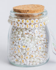 Merry Christmas Metallic Gold Letter And Pearl Diy Bead Jar