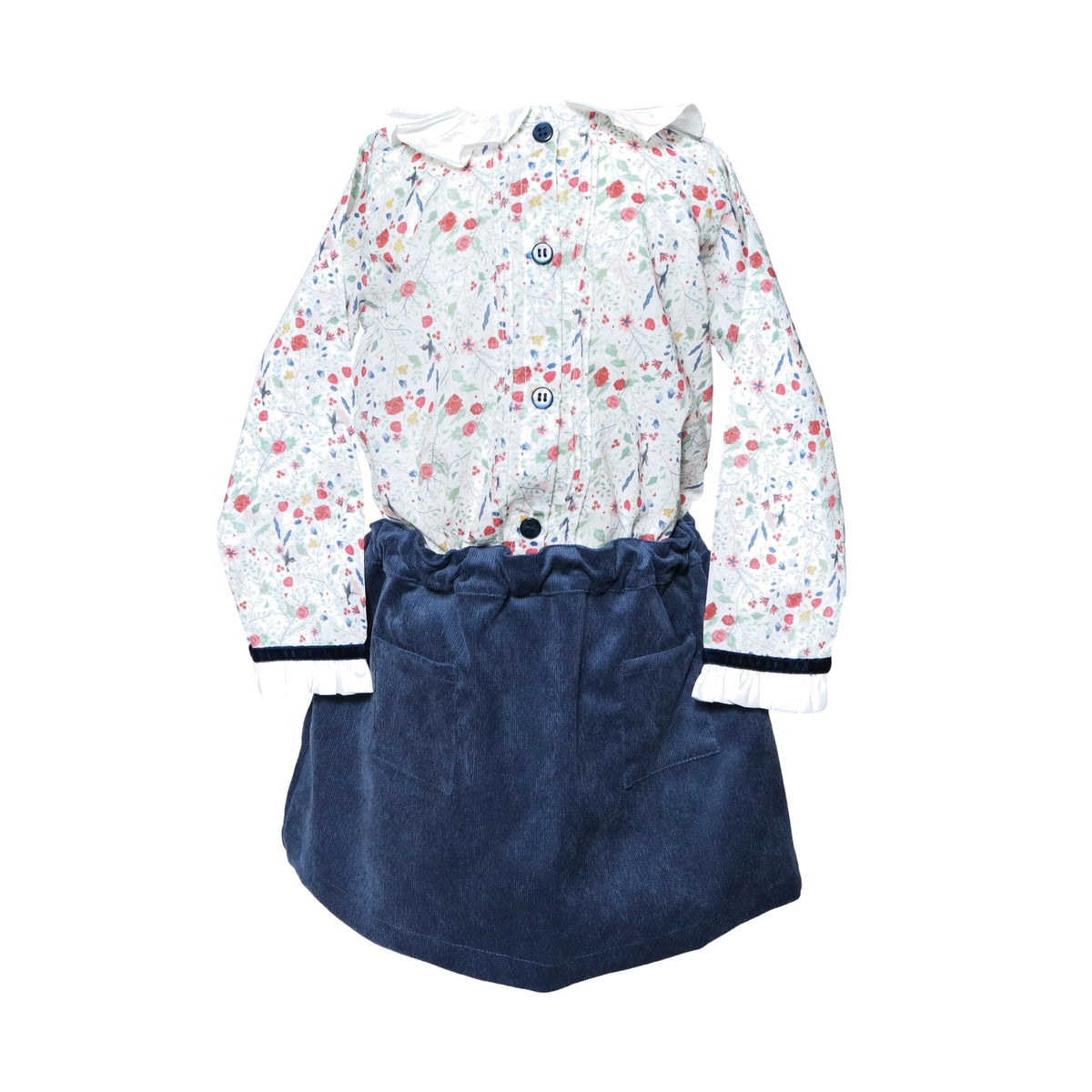 Girls Navy Corduroy Skort With Pockets