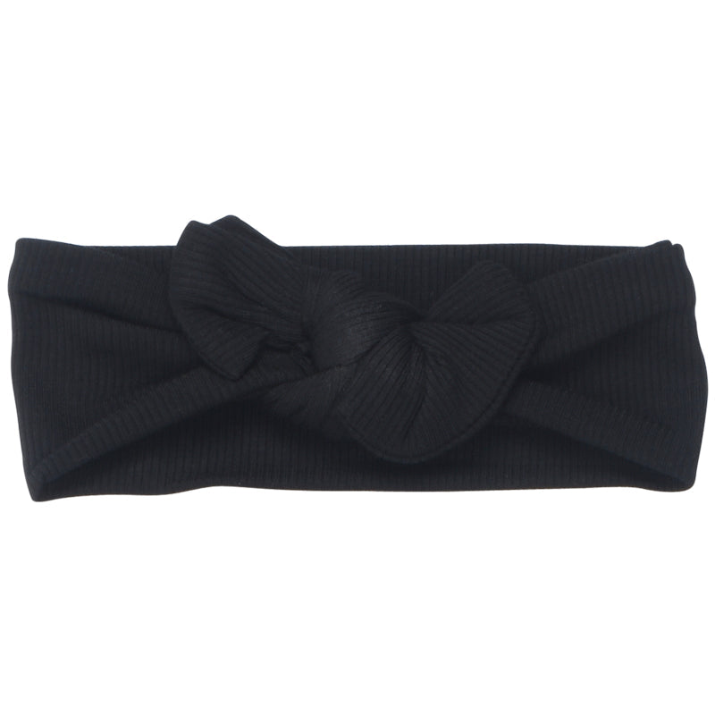 Ribbed Black Knotted Headband