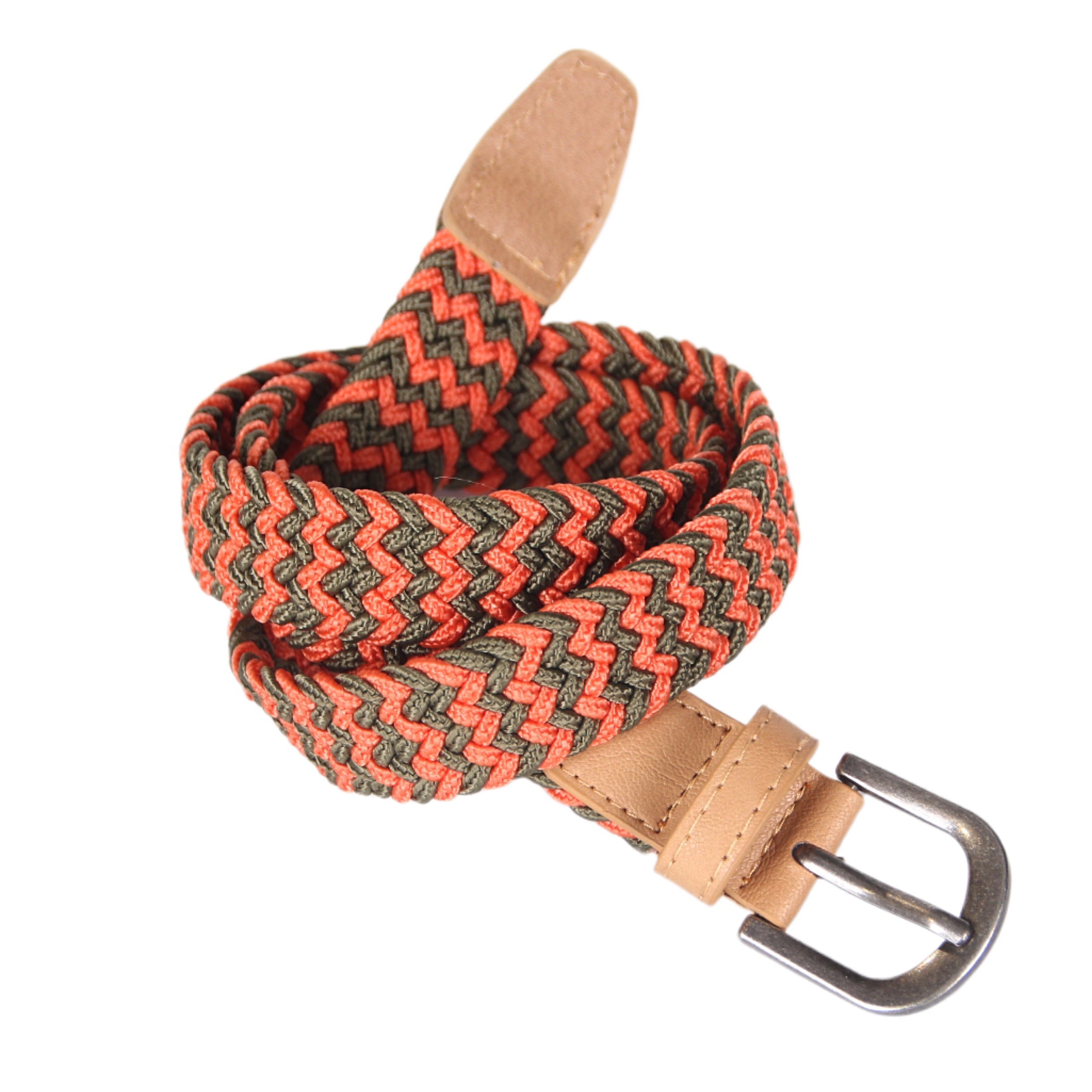 Boys Stretchy Cord Braided Leather Belt - Children's Age (4-7 Y) (8-14y)