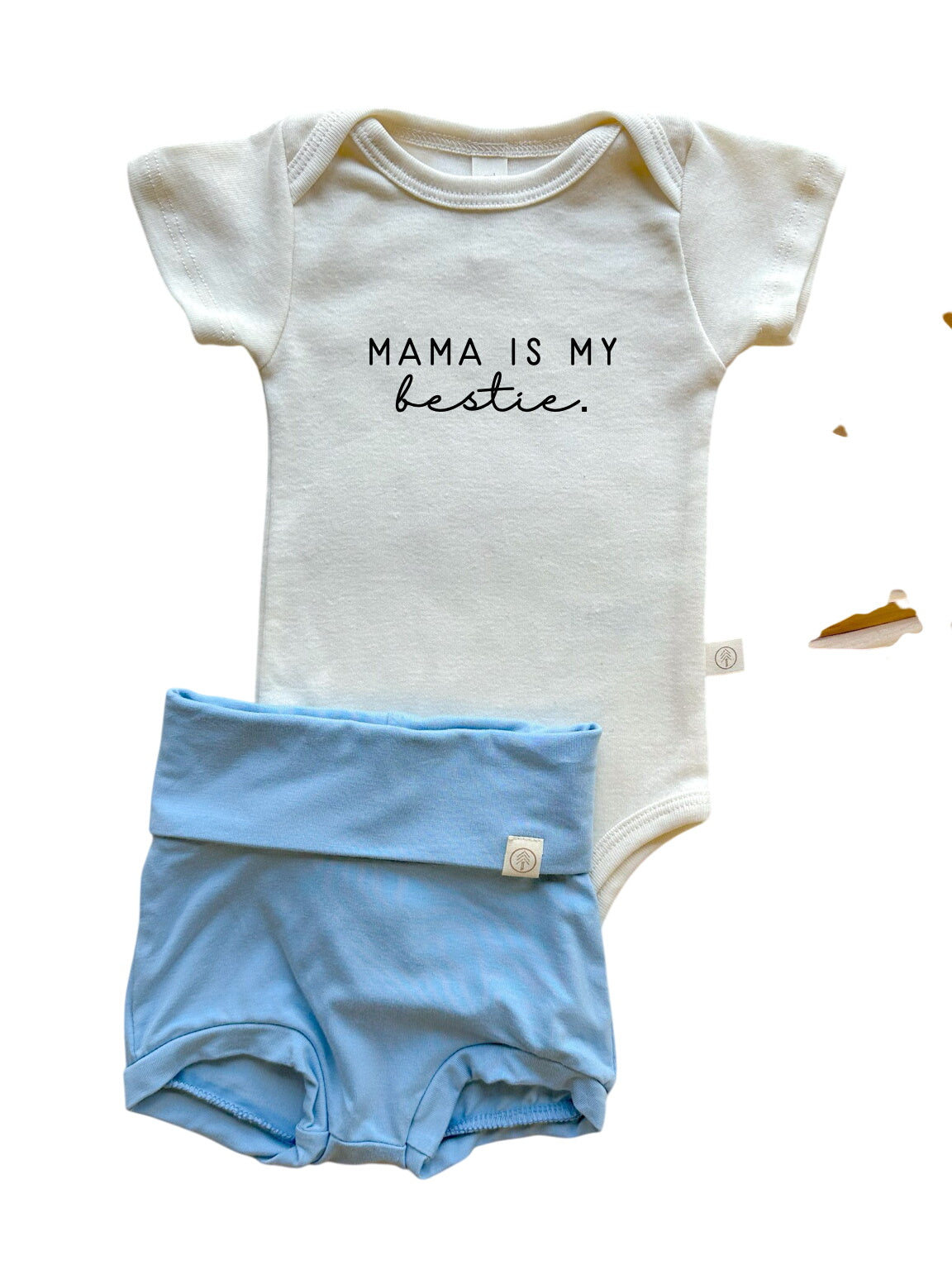 Mama Bestie | Bamboo Fold Over Bloomers And Organic Cotton Bodysuit Set | Ocean