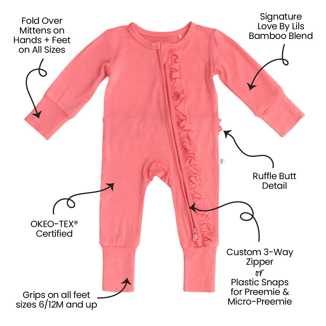 Blossom Solid Bamboo Ruffle Convertible Footie