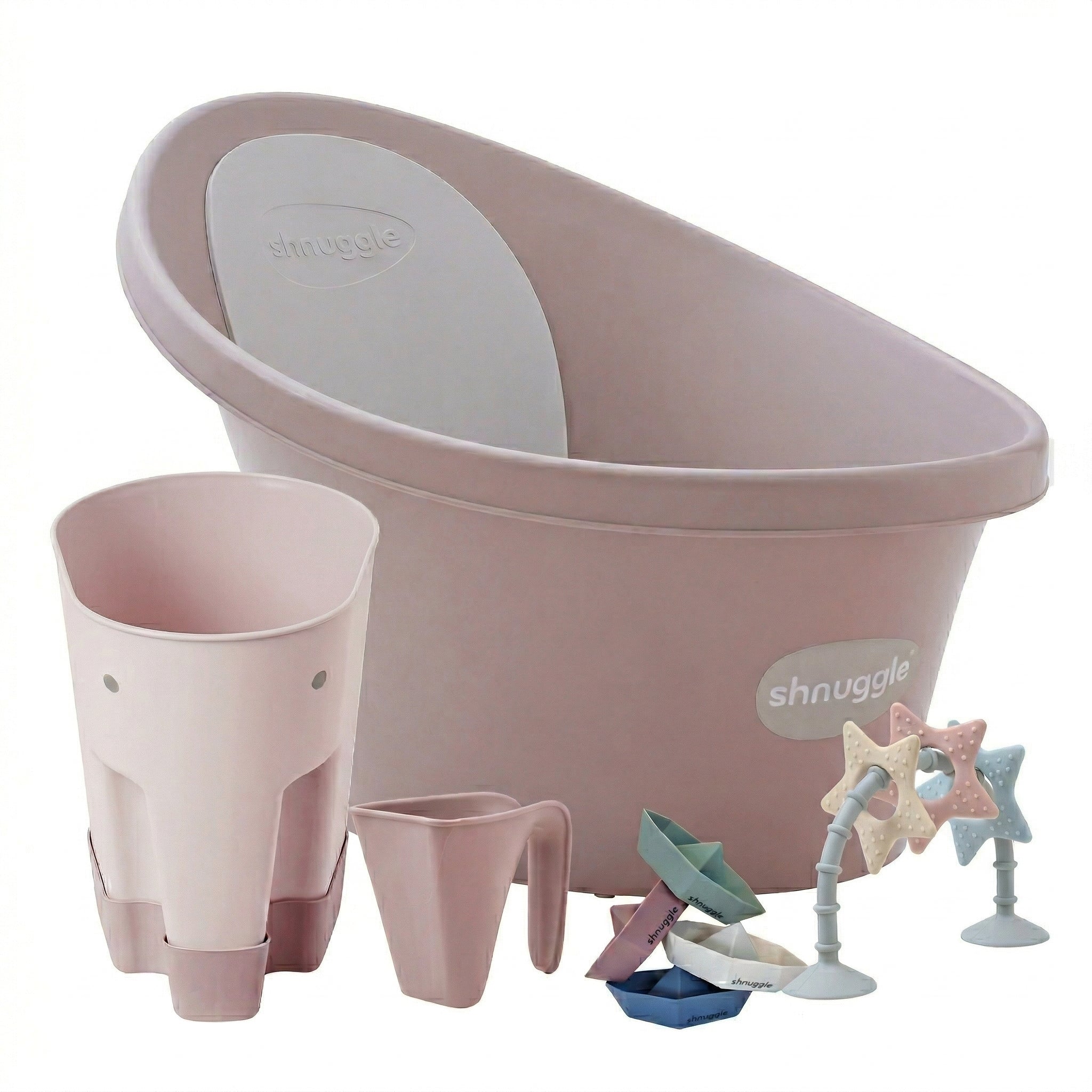 Shnuggle Newborn Bundle: Baby Bath & Accessories Bundle - 5-piece Set | Cozy Support, Easy Cleanup & Sensory Fun