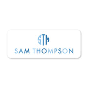Round Monogram Vinyl School Labels - Blue