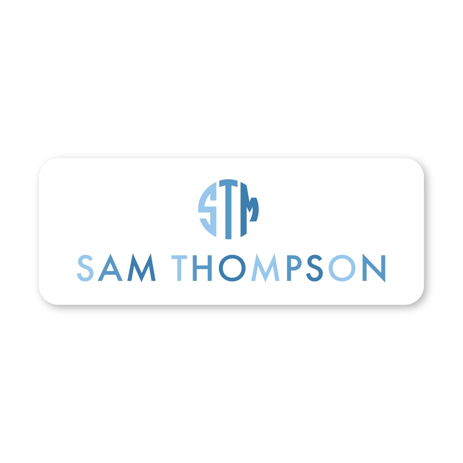 Round Monogram Vinyl School Labels - Blue