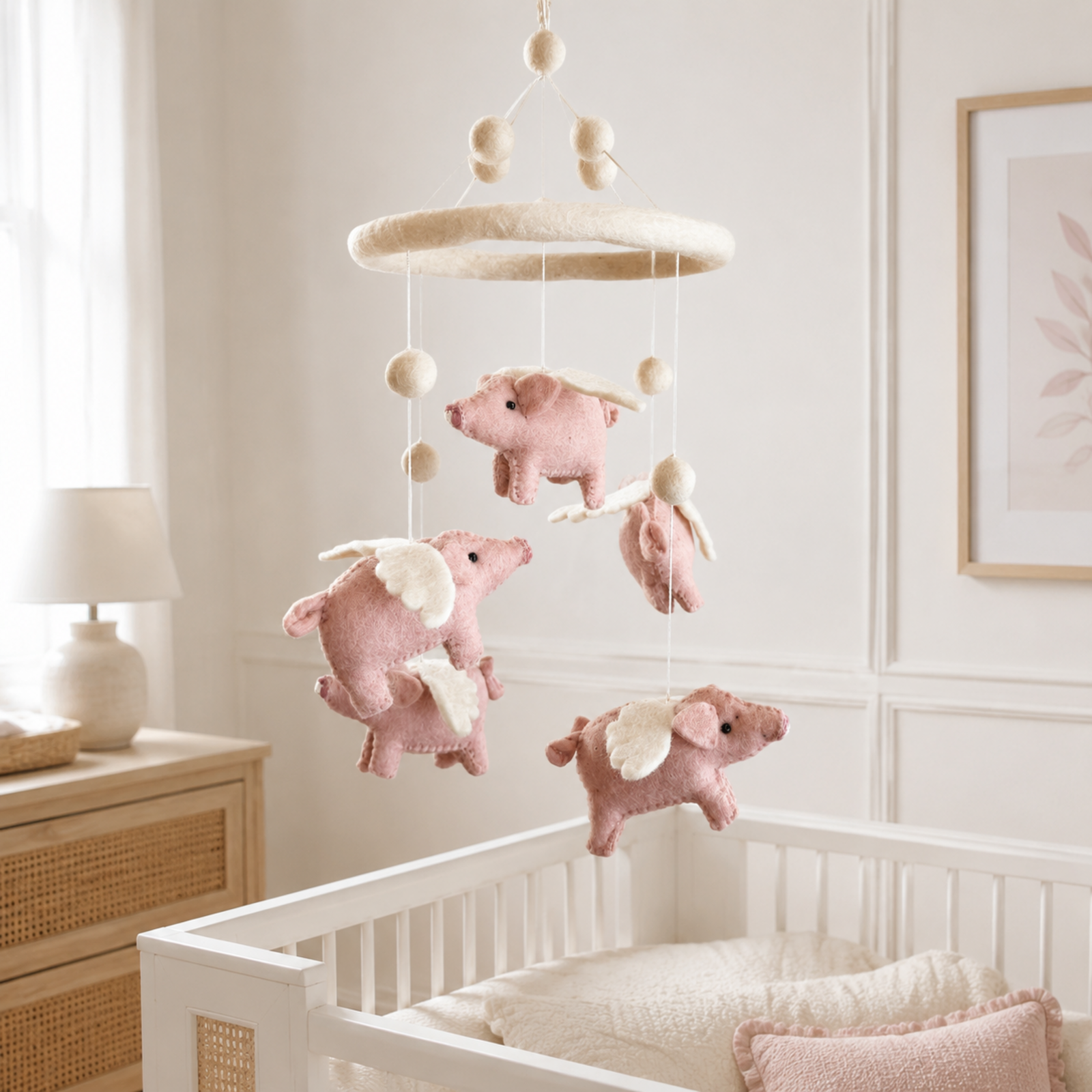 Felt Baby Mobile - Flying Pig