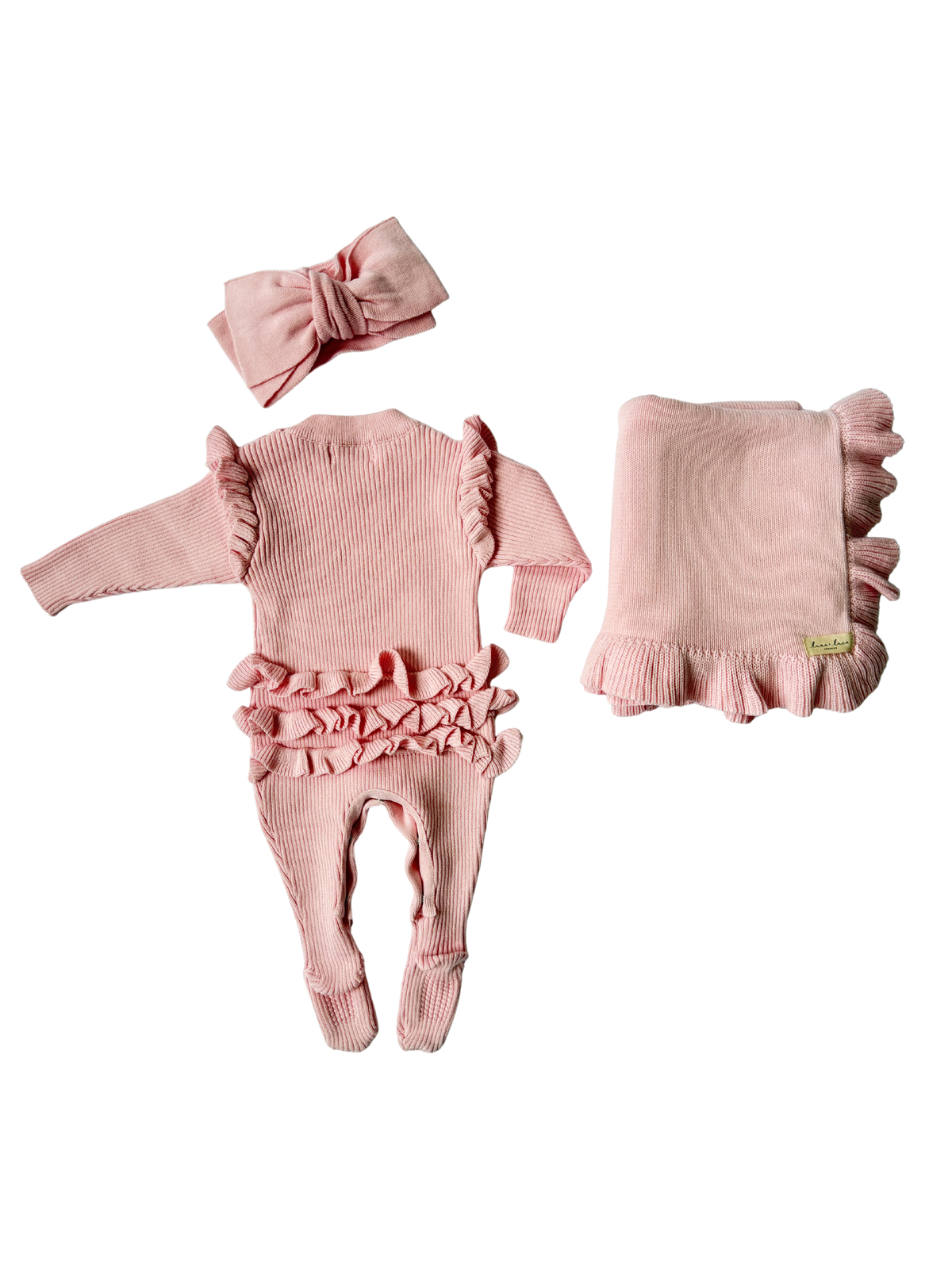 Baby Rib Ruffle Bundle - Powder Pink