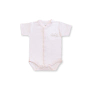 Hello World Short Sleeve Snapped Bodysuit, Pink