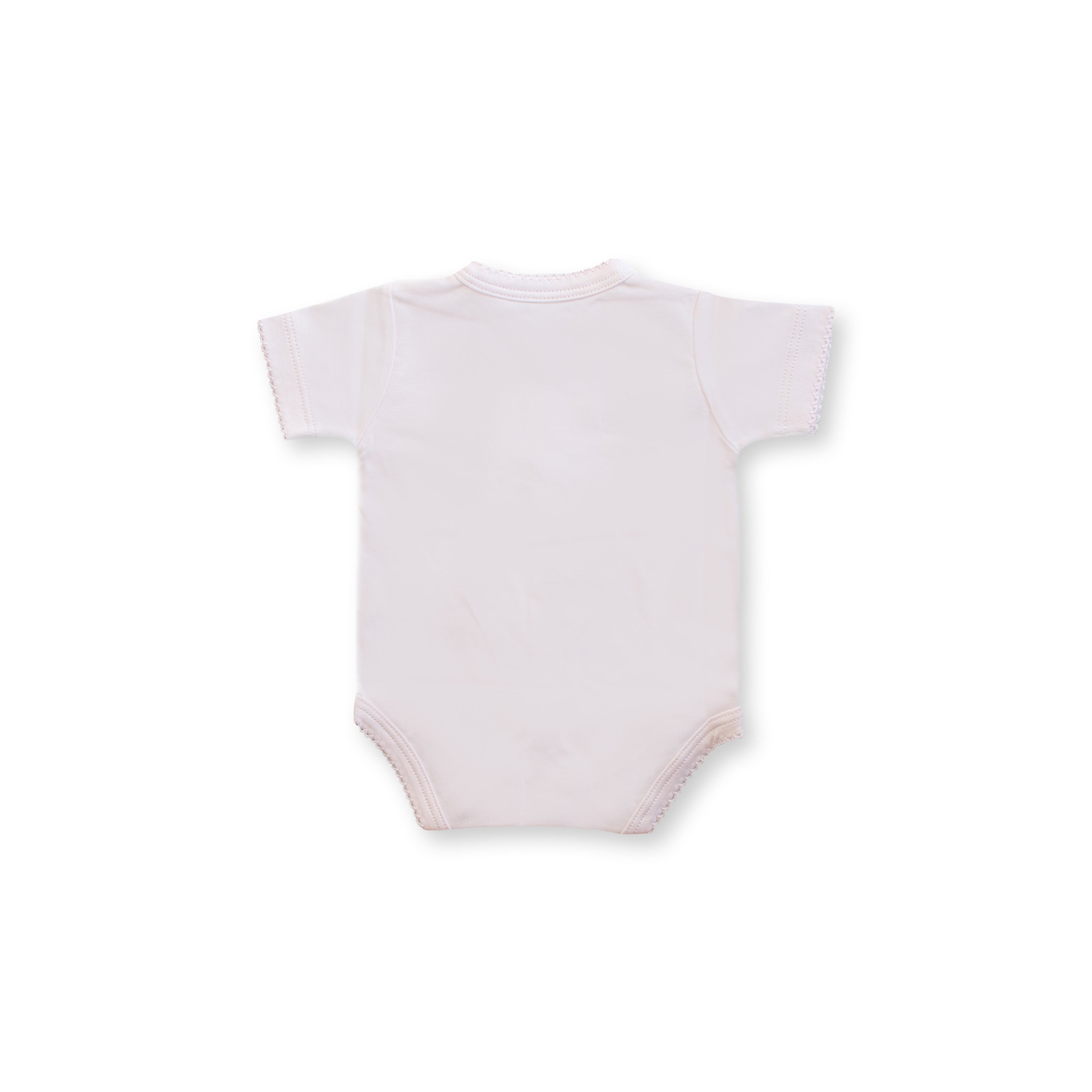 Hello World Short Sleeve Snapped Bodysuit, Pink