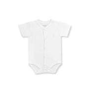 Honey Logo Short Sleeve Bodysuit, White & Grey