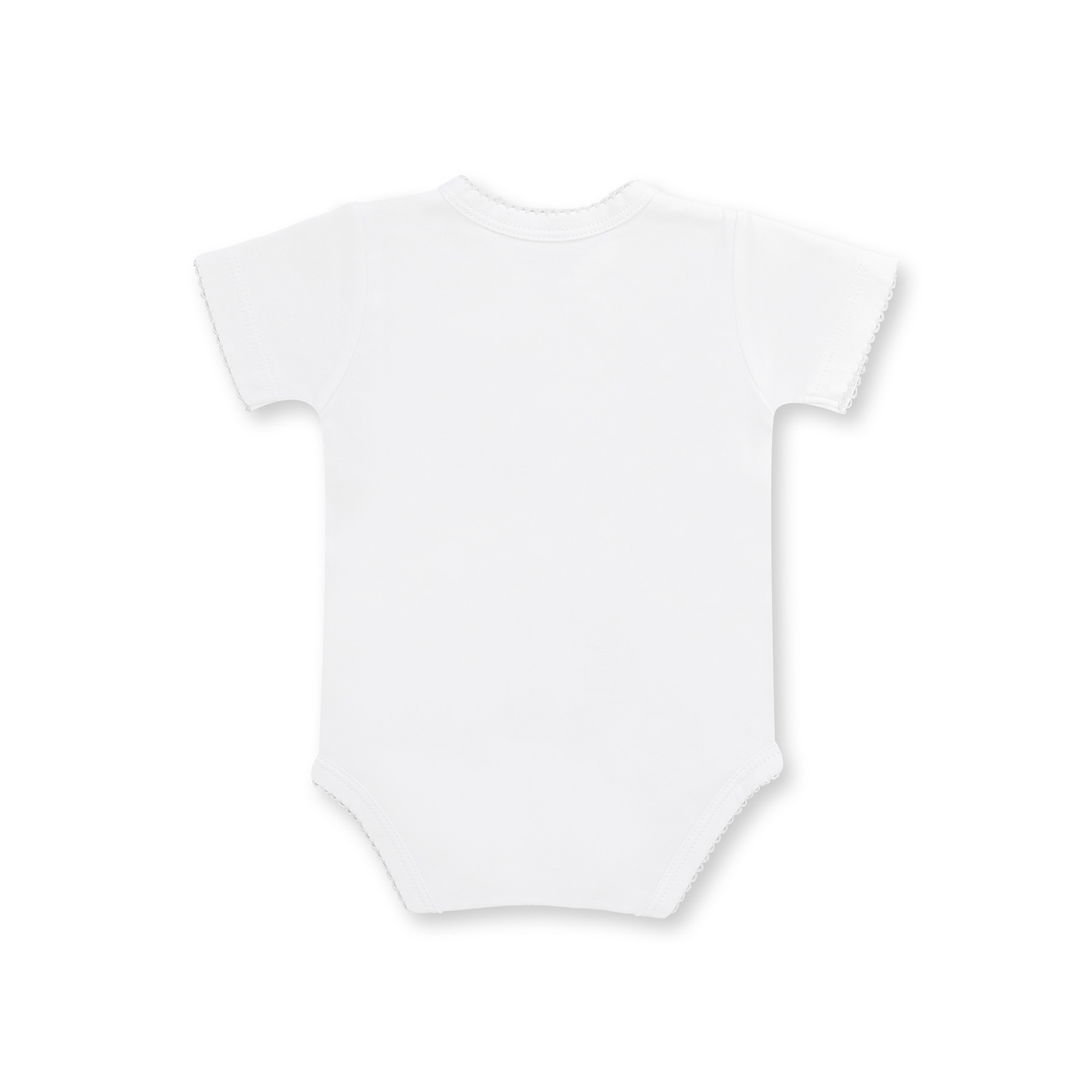 Honey Logo Short Sleeve Bodysuit, White & Grey