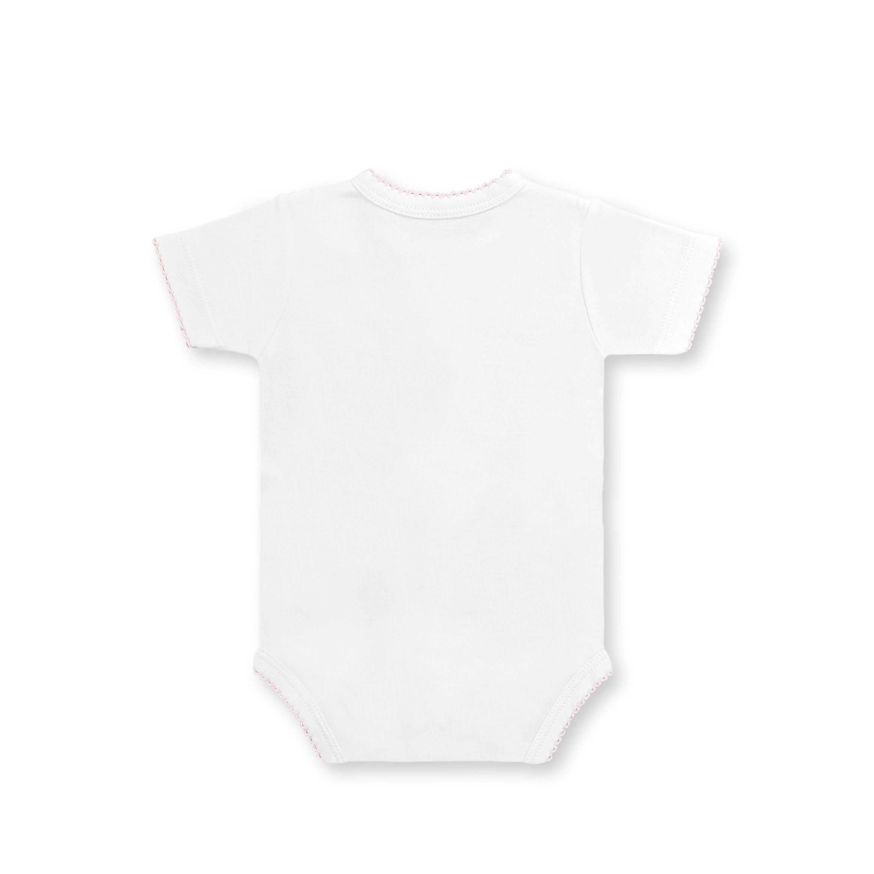 Honey Logo Short Sleeve Bodysuit, White & Pink